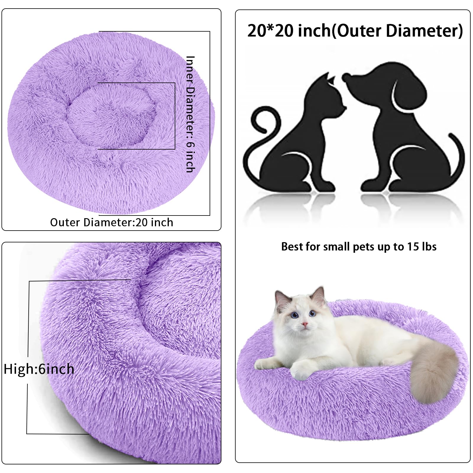 Nisrada Cat Beds for Indoor Cats,15.7 Inch Small Cats Beds, Washable-Round Pet Bed for Puppy and Kitten with Slip-Resistant Bottom