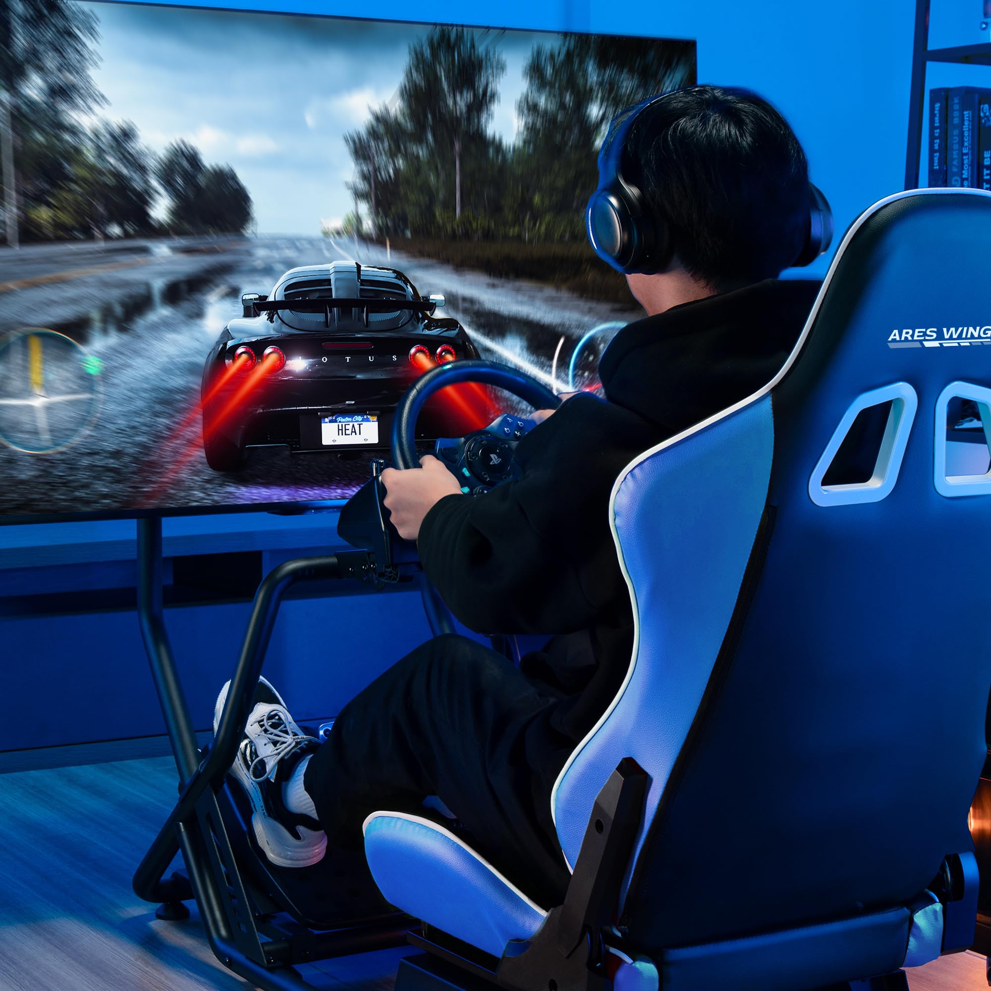 ARES WING Sim Racing Cockpit, Racing Wheel Stand with Seat, Formula and GT Racing Simulator Cockpit Compatible with Fanatec, Thrustmaster, Logitech, Moza Racing Games on PS5, PS4, Xbox and PC