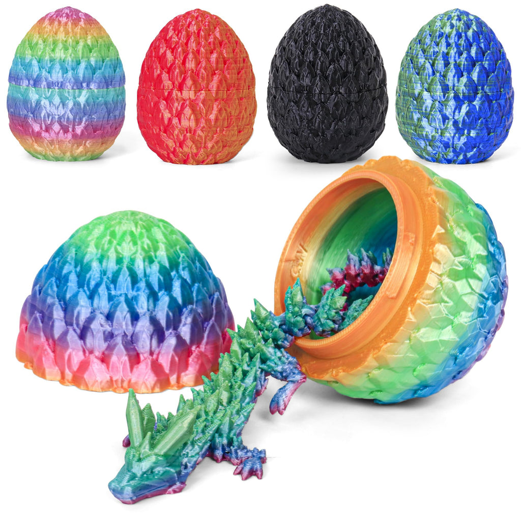 Easter Basket Stuffers 3D Printed Dragon Eggs with Dragon Inside Surprise Mystery Easter Egg Fidget Toy, Articulated Crystal Toys for Kid Easter Egg Hunt Party Favors (1PCS)