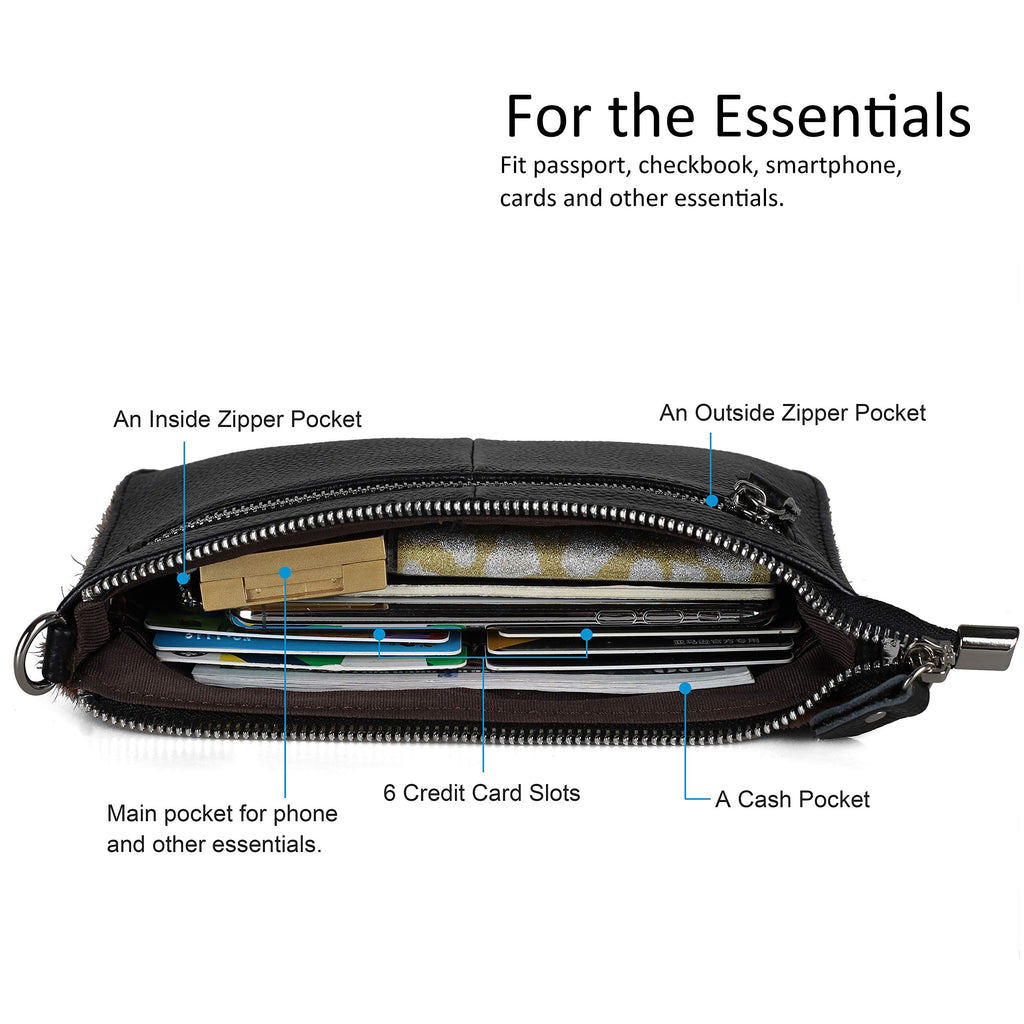befen Genuine Leather Wristlet Clutch Wallet Purses Small Crossbody Bags for Women with RFID Blocking Card Slots