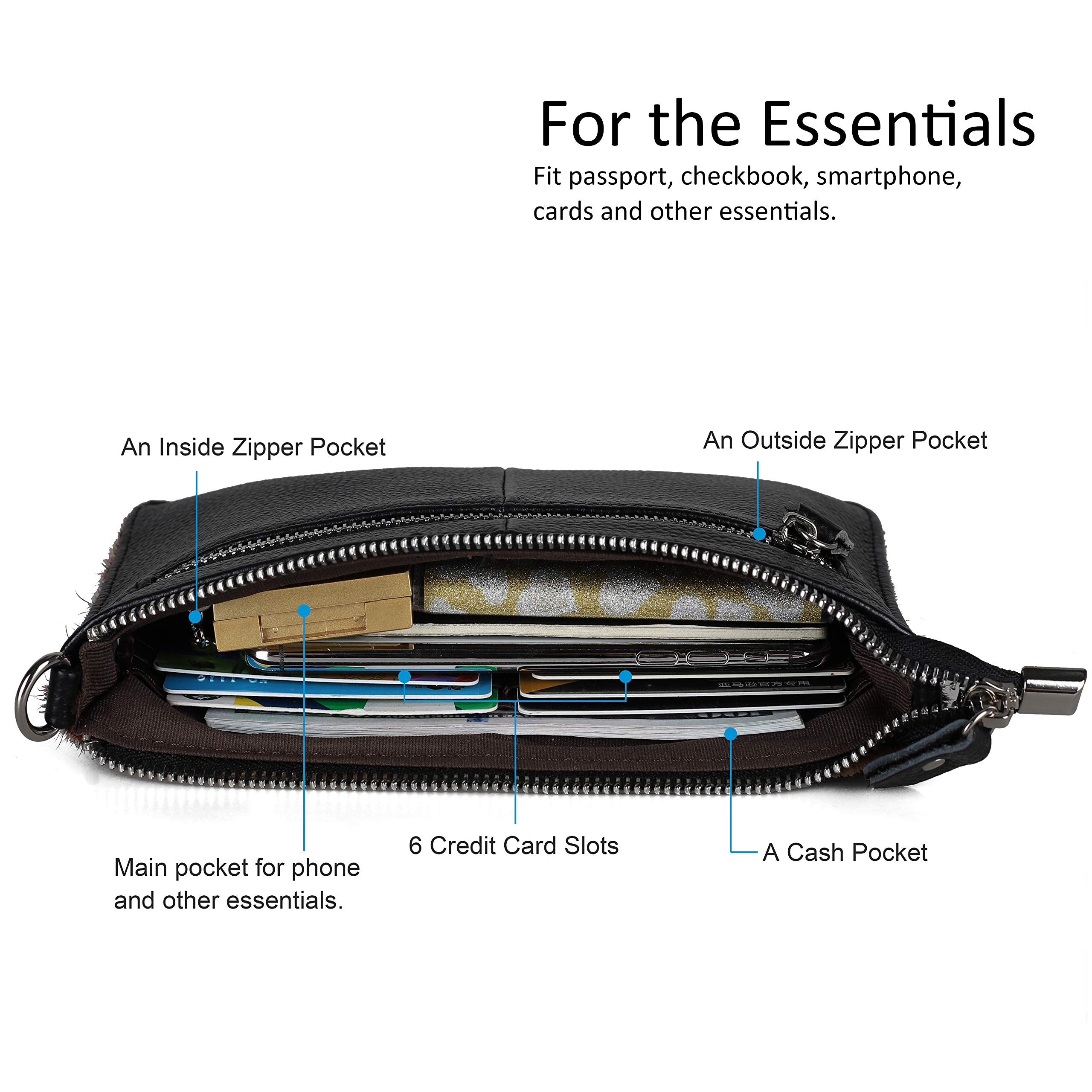 befen Genuine Leather Wristlet Clutch Wallet Purses Small Crossbody Bags for Women with RFID Blocking Card Slots