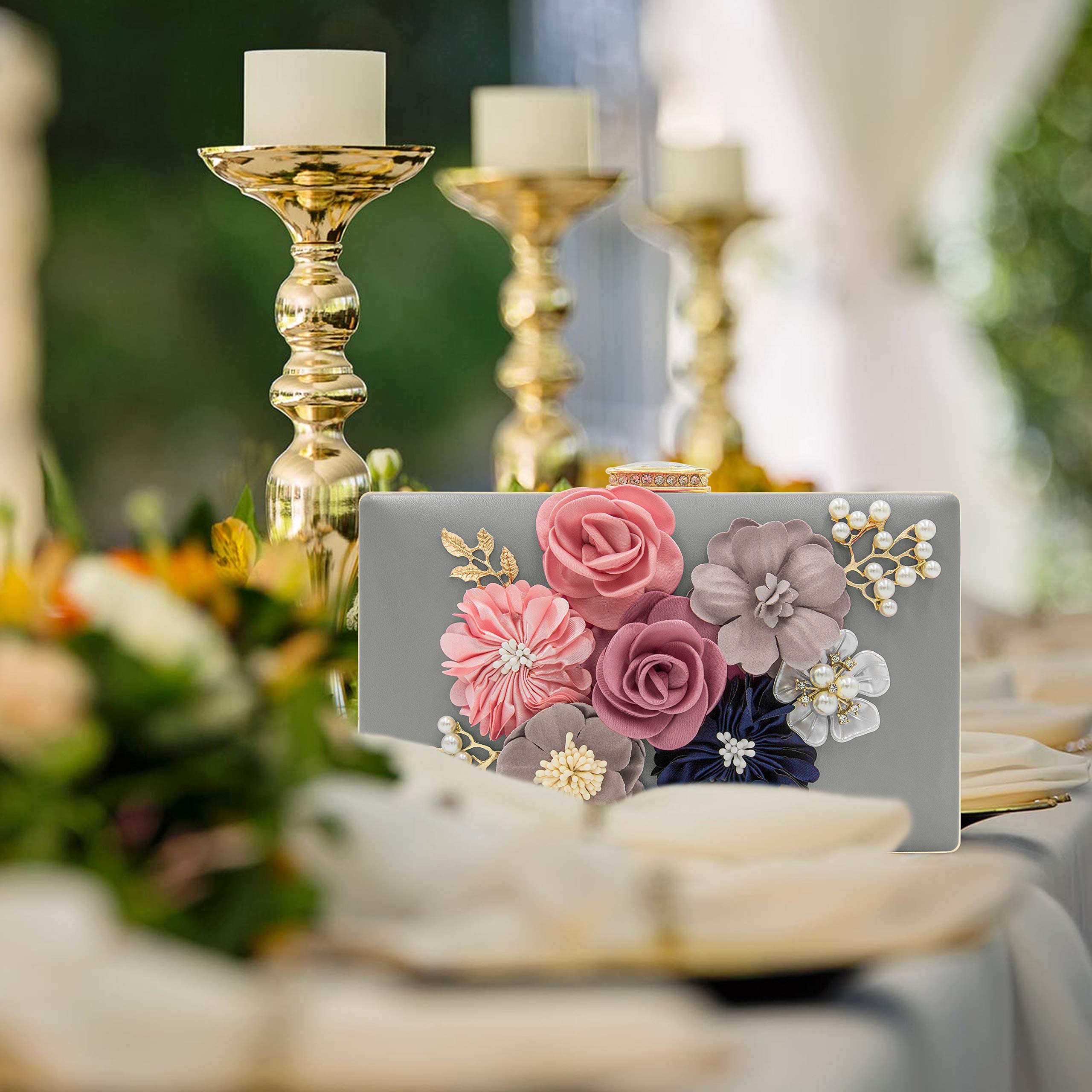 Evening Bag for Women, Flower Wedding Evening Clutch Purse Bride Floral Clutch Bag