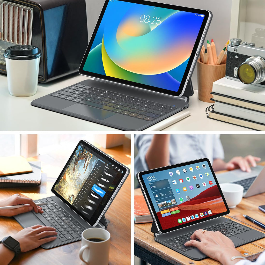 runelk Keyboard Case for iPad 10th Generation 2022 & 11th (A16, 2025) – Magic-Style Keyboard with Multi-Touch Trackpad – Floating Cantilever Stand – Magnetic Case for iPad 10.9 inch 10th / 11th Gen.
