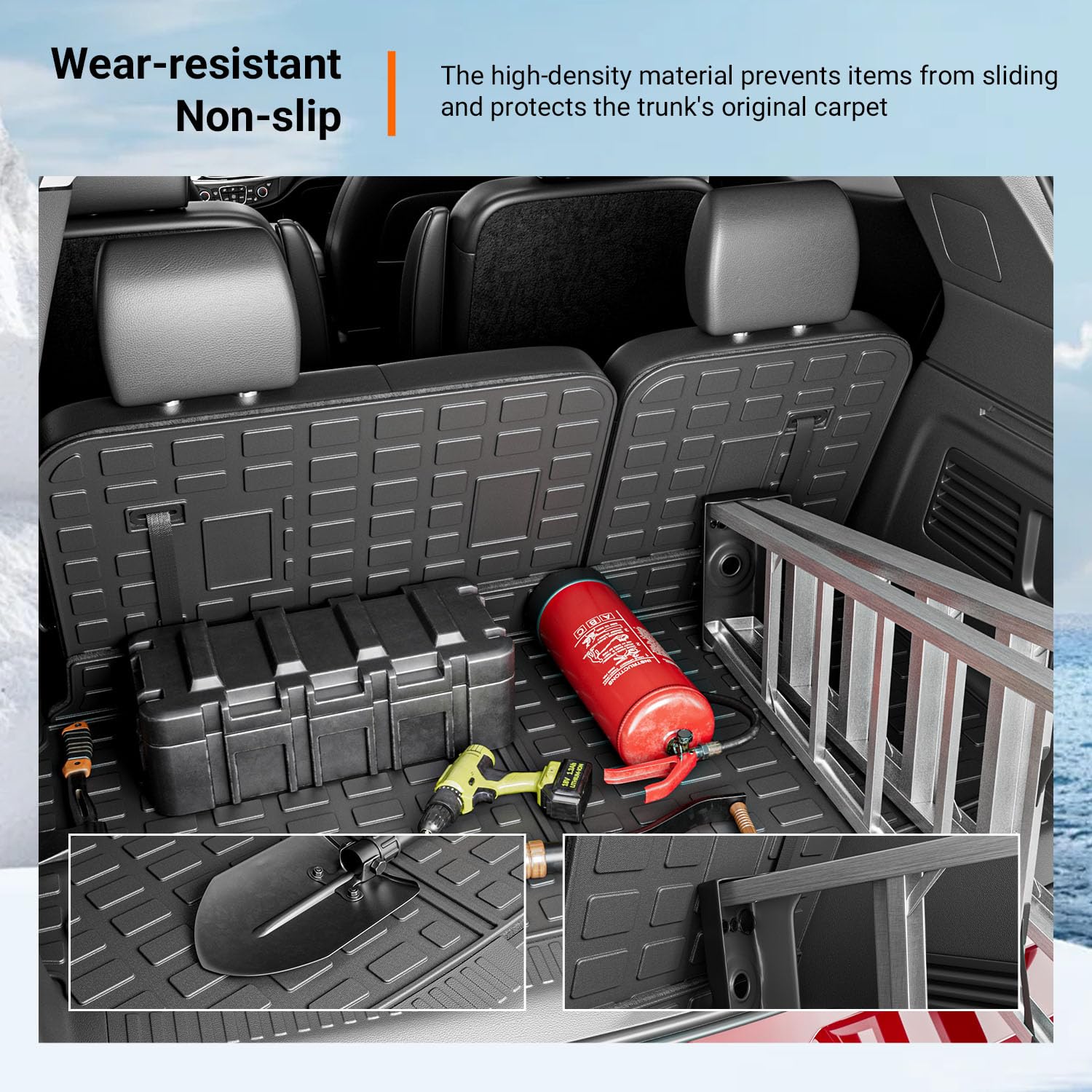 powoq Floor Mat Compatible with 18-24 Chevy Traverse Cargo Mat Replacement for 2018-2024 Chevy Traverse Accessories(Trunk+Backrest+7Seats Floor Mat)