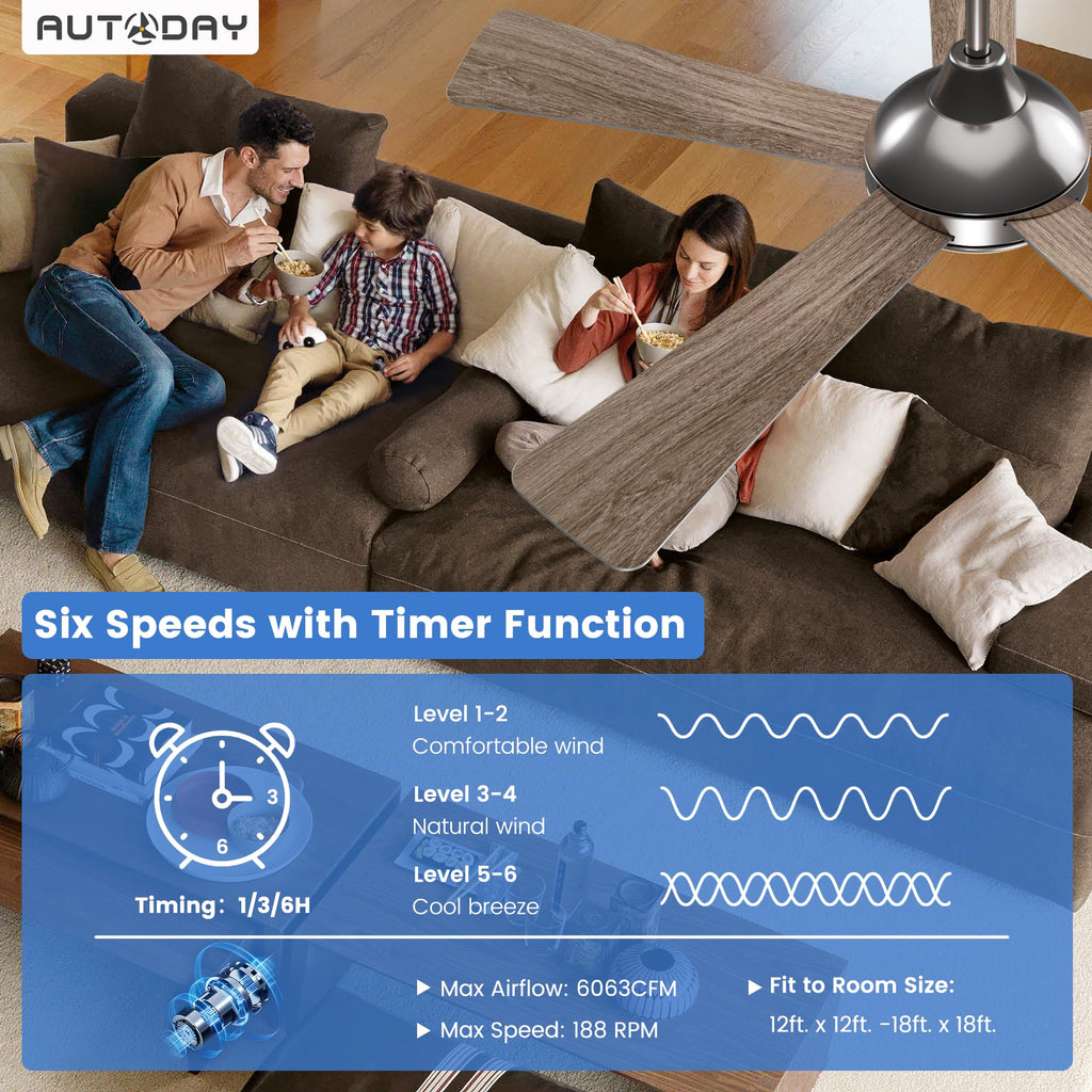 42 Inch Low Profile Ceiling Fan with Light, White Ceiling Fans with Lights and Remote, Flush Mount, 6 Speeds Reversible Quiet DC, 3CCT Dimmable, Indoor Outdoor Ceiling Fans for Patios Bedroom