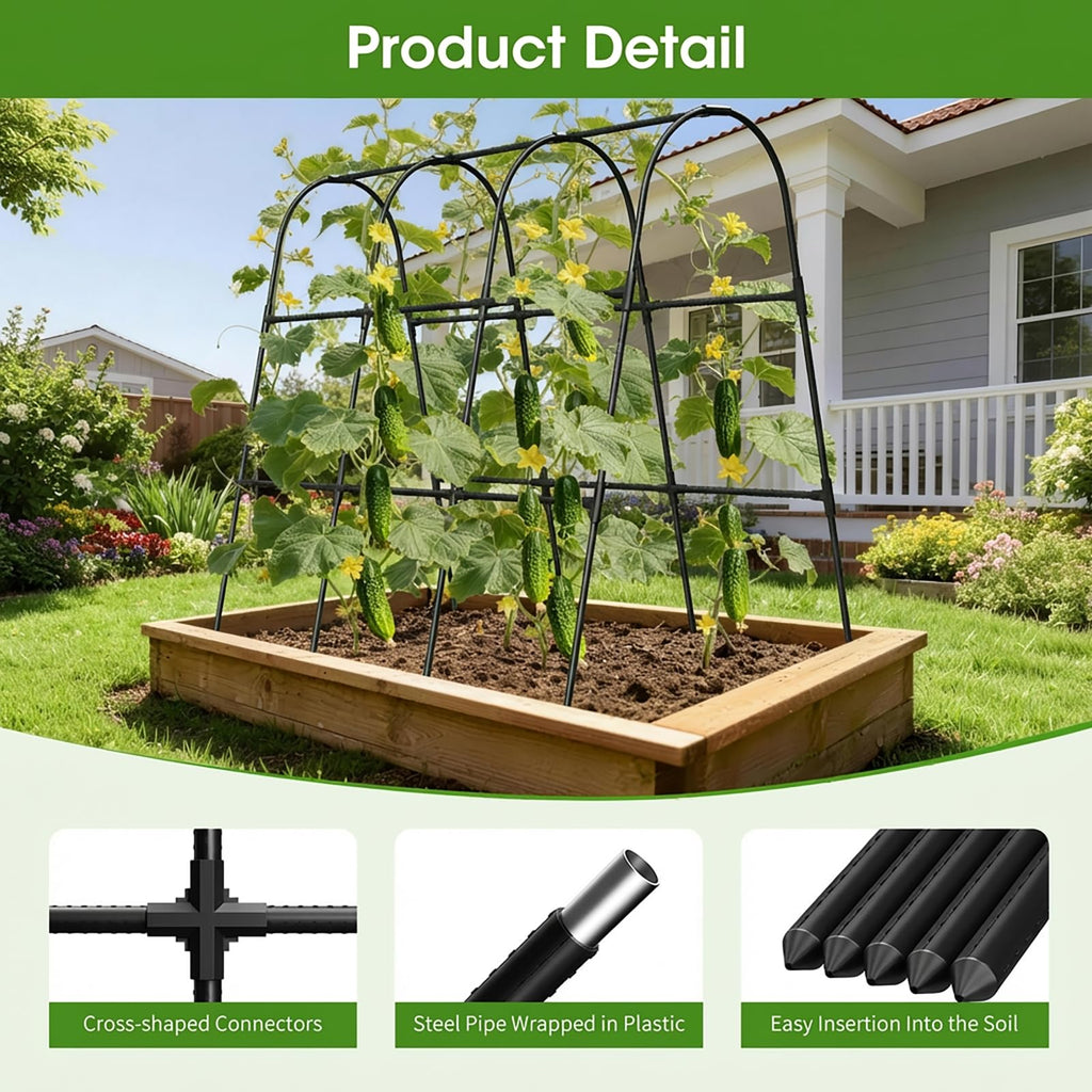 Cucumber Trellis for Raised Bed,U-Shape Garden Trellis for Climbing Plants Outdoor, Metal Arch Vegetables Trellis, Plant Support for Vine (Green, 31.5" Lx21.6 Wx47.2 H-Small)