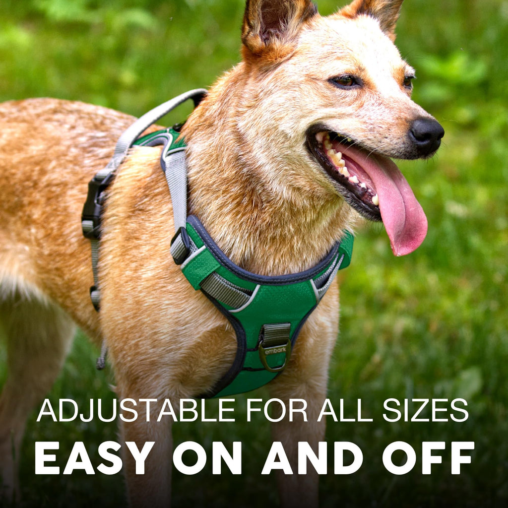 Embark Adventure Dog Harness for Small, Medium & Large Dogs – No Pull, Reflective Trim, Heavy Duty Oxford, 2 Leash Clips, Gel-Lined Handle, Soft Padded