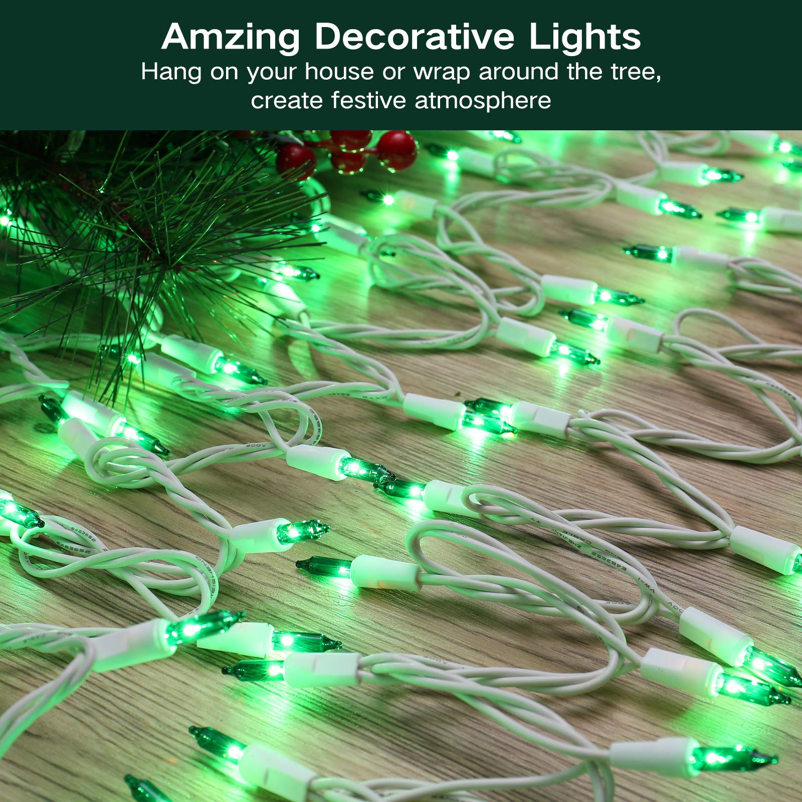 Brizled Christmas Lights, 600 Count 139.2ft Incandescent Mini Lights, Connectable 120V UL Certified for Xmas Wedding Bedroom Porch Decor, White Wire, Warm White