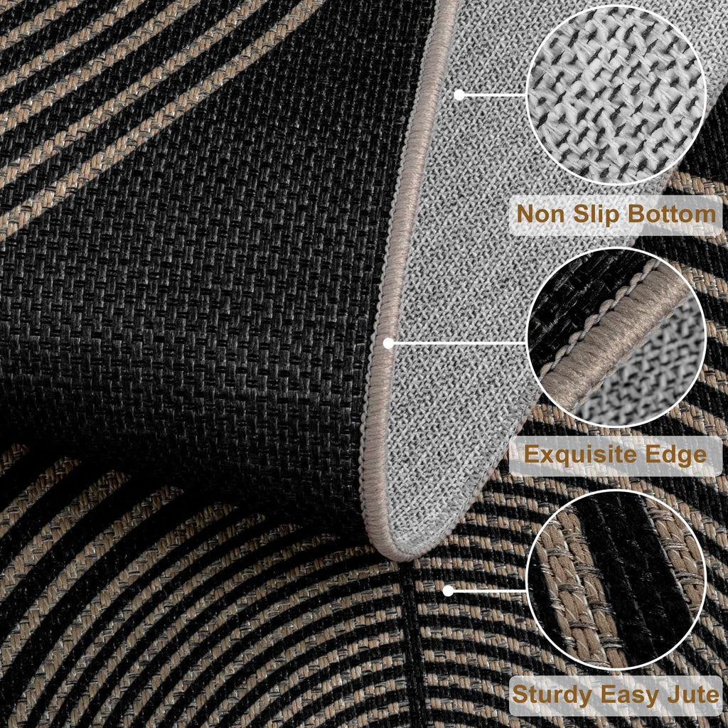 Rugalia Easy Jute Checkered Entryway Rug, 2x3 Black Modern Indoor Outdoor Doormat, Washable Non-Slip Neutral Small Kitchen Rug Farmhouse Diamond Throw Rugs for Entrance Bedroom Bathroom