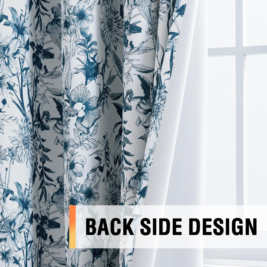 H.VERSAILTEX Blackout Curtains 63 Inch Length 2 Panels Set Floral Print Curtain Drapes for Living Room Thermal Insulated Grommet Window Curtains for Bedroom - Traditional Floral in Antique Green