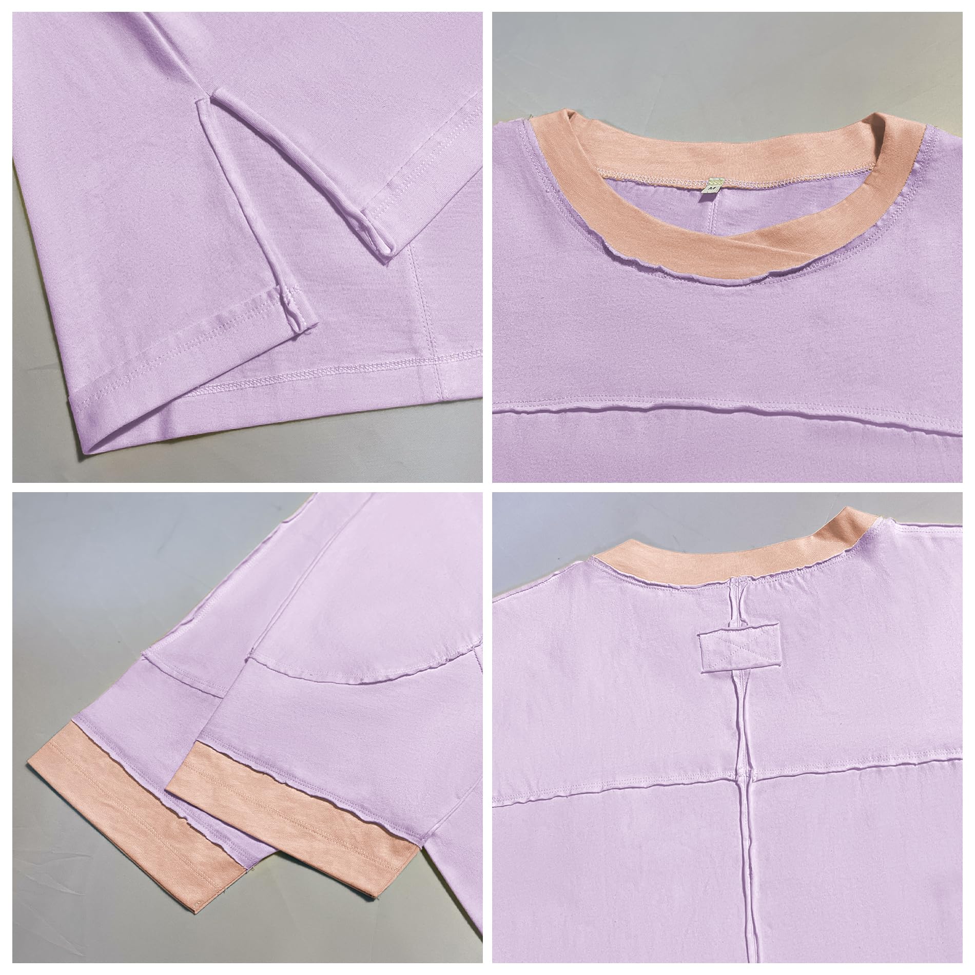 Songling Womens 3/4 Length Sleeve Casual Loose Fit Summer Tee Shirt Basics Cotton t Shirts Trendy Tops