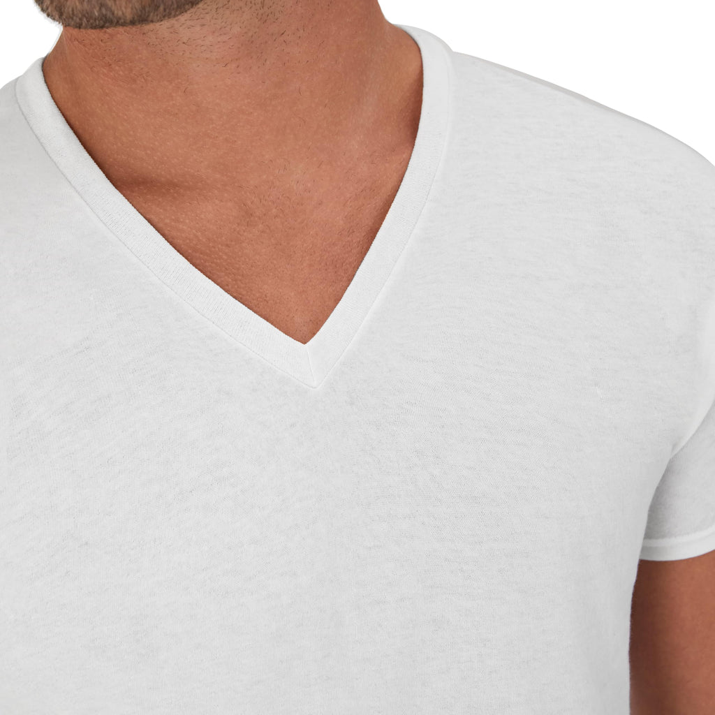 Hanes Men's Undershirts T-Shirt Pack, V-Neck Cotton Tees for Men, Moisture-Wicking, Odor Control, White Multi-Pack