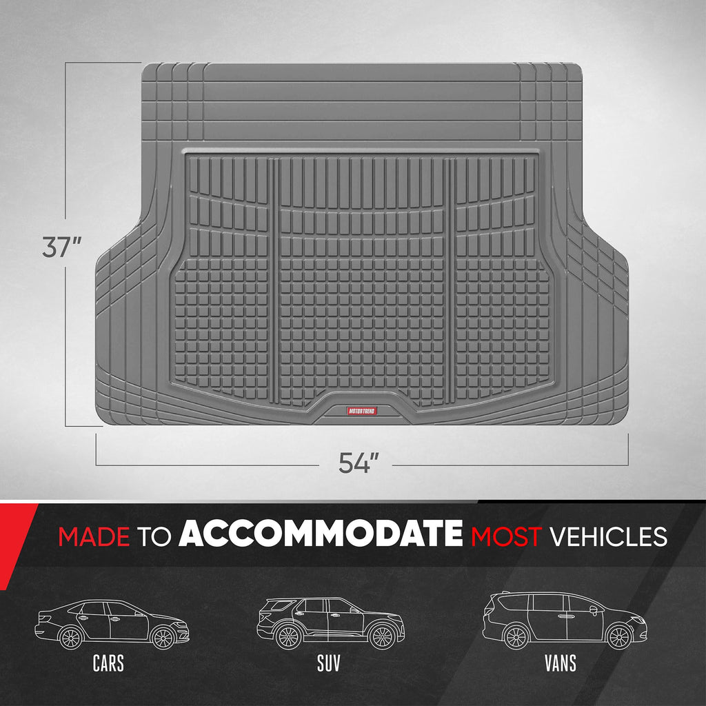 Motor Trend FlexTough™ Heavy Duty Rubber Black Car Floor Mats All Weather & Jumbo SUV Cargo Liner Full Set - Universal Trim to Fit Automotive Floor Mats & Trunk Mats for Cars Interior Accessories