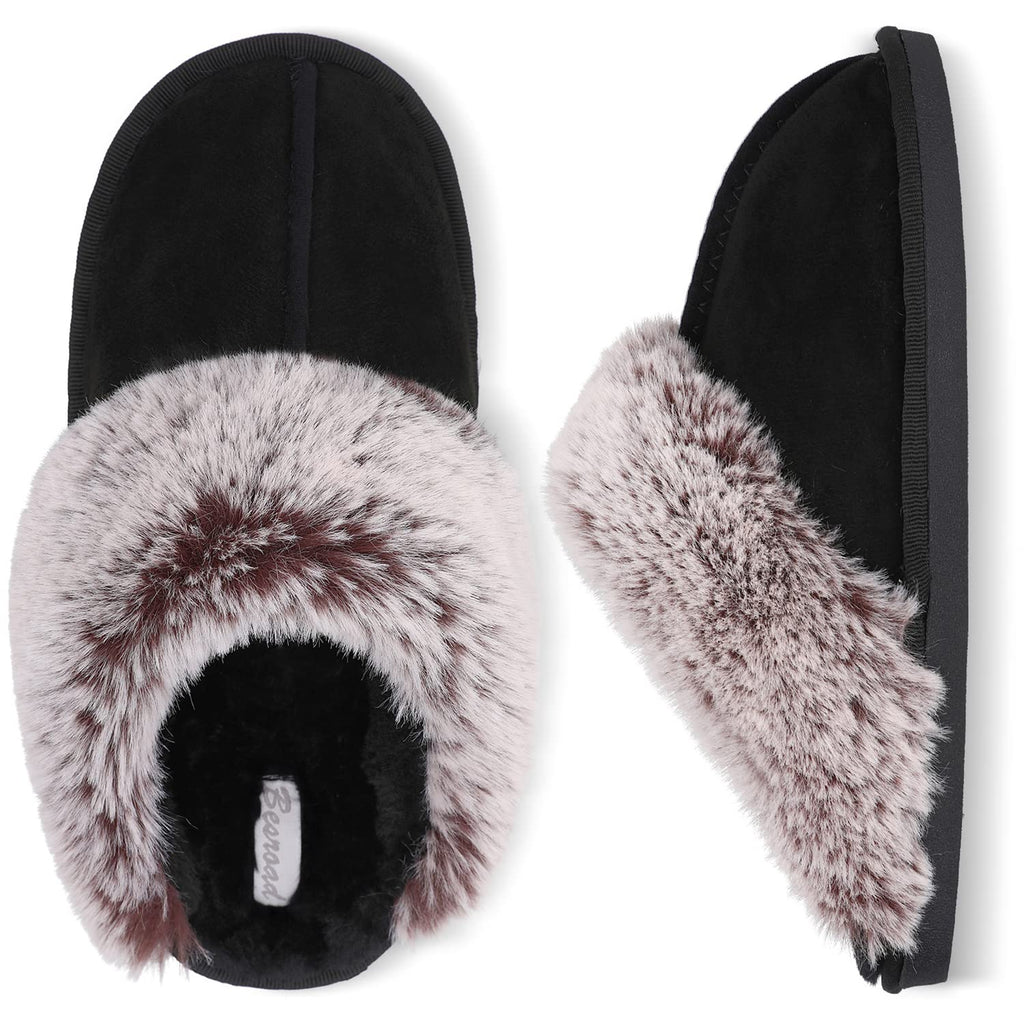 Besroad Winter Fuzzy House Slippers Sandals Plush Faux Fur Fluffy Flats Slippers Warm Slide Shoes for Women