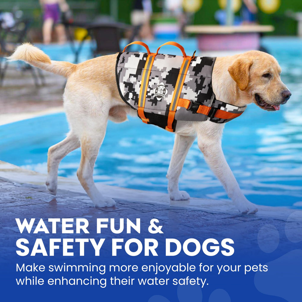 Dog Life Jacket — Premium Swim Vest with SafeChin Anti-Choke Collar | PAWS Aboard Blue & Yellow | RapidLift Rescue Handle, D-Ring, Reflective Trim | Boating, Kayaking, Pool | XX-Small (Under 6 lbs)