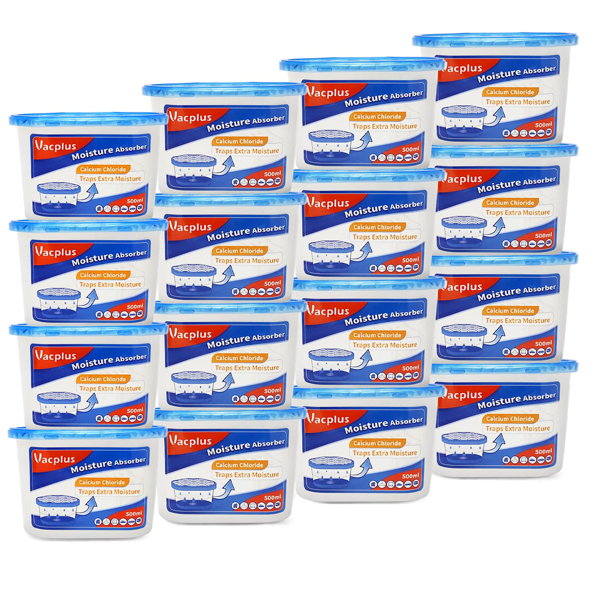 Vacplus Moisture Absorbers, 10.5 Oz Humidity Absorber Boxes Attracts Extra Moisture from Your Bathroom, Closet, Kitchen & Study, Dehumidifier, Odor Eliminator for Closet (Fragrance Free), 12 Packs