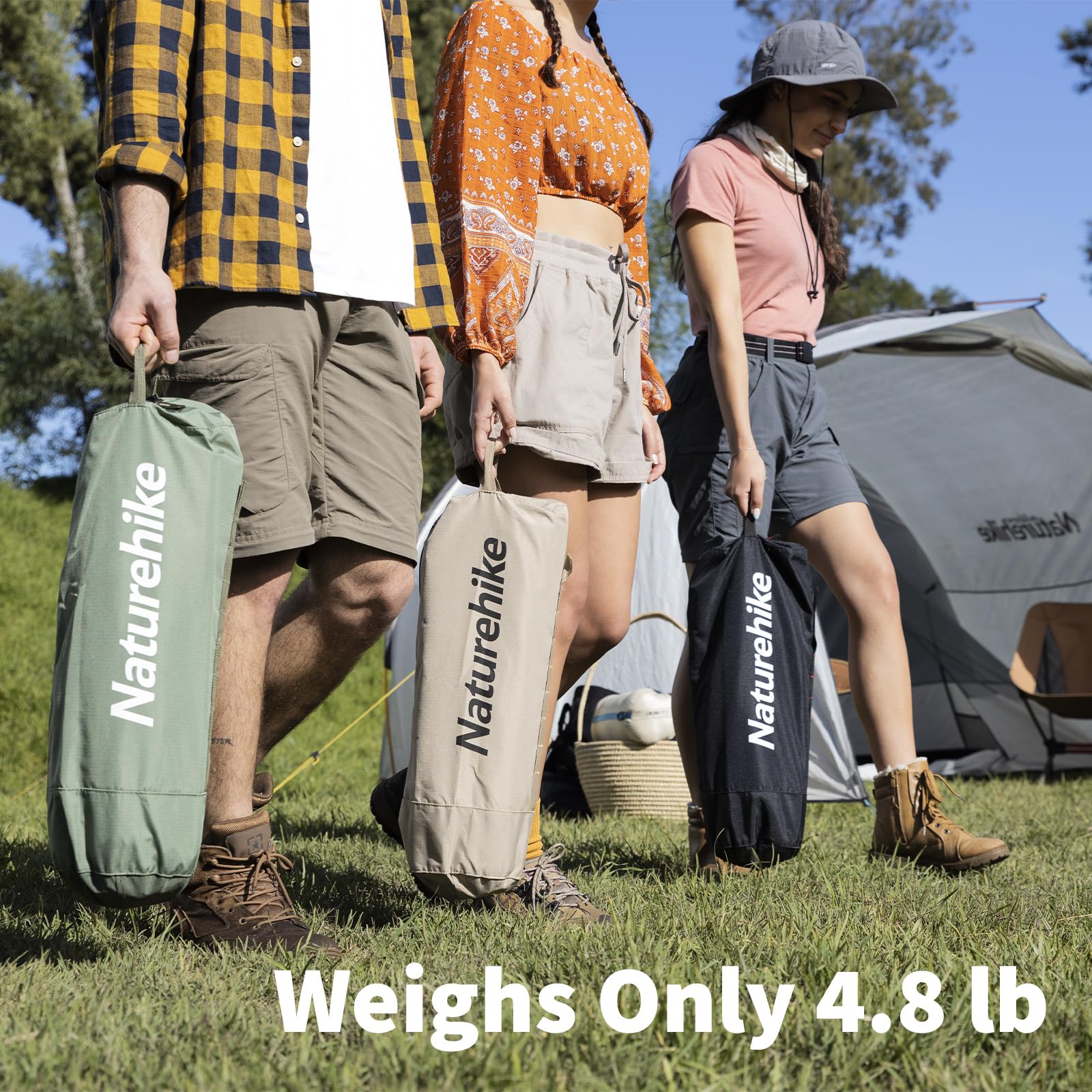 Naturehike Ultralight Camping Cot, Easy to Assemble Folding Tent Cot, Compact & Protable Camping Bed for Camping, Mountaineering, & Hiking, Supports 330lbs with Carry Bag, Kahki