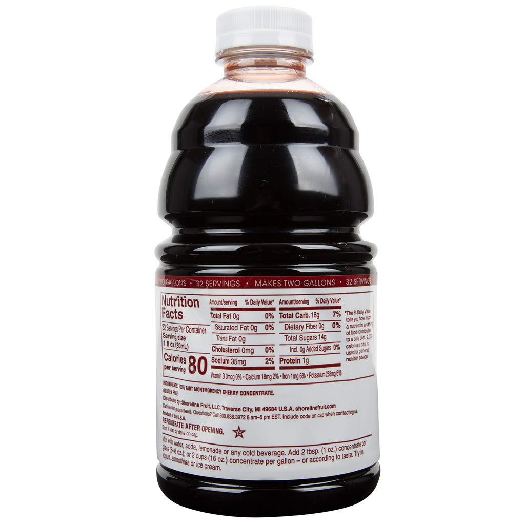 Cherry Bay Orchards Tart Cherry Concentrate - All Natural Juice to Promote Healthy Sleep, 16oz Bottle - Gluten Free, Natural Antioxidants, No Added Sugar or Preservatives