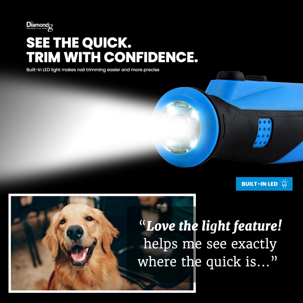 Diamondg Cordless Dog Nail Grinder with Quiet Sound & LED Tip for Large & Small Dogs, 4hrs. Runtime - Electric Dog Nail Trimmer, Heavy Duty Rotary Tool Alternative to Toenail Clippers & Filers
