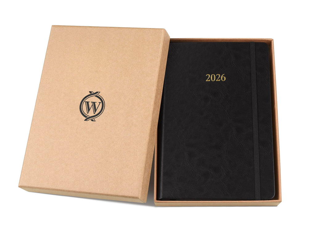Wykeham's Executive 2026 Daily Journal Planner – US Public Holidays & Format – Customization Available (Brown, 6" x 4.5")