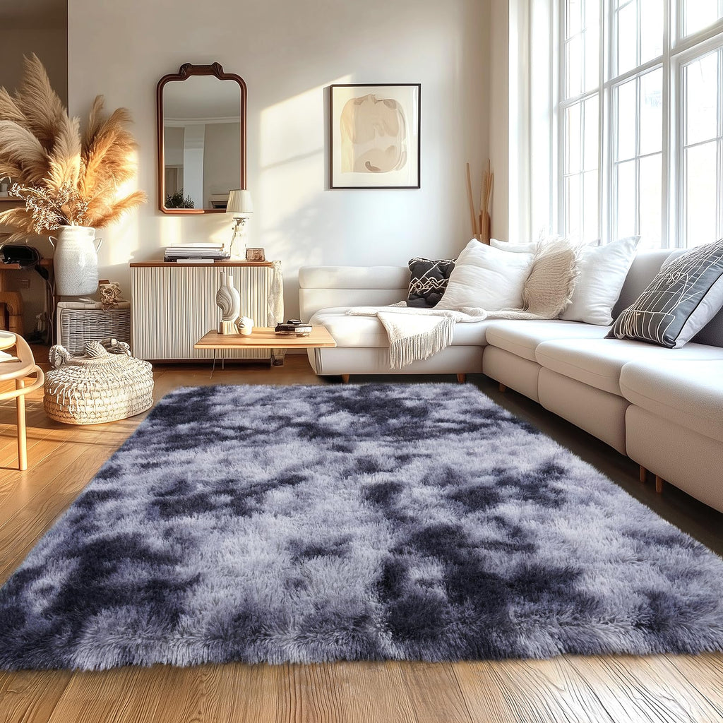 Beige Fluffy Rug for Bedroom 4x6ft - Ultra Soft & Non Slip Shaggy Area Rug, Comfy Durable Carpet for Living Room Kids Room Teens Dorm Home Decor, 1.7'' Thick Indoor Plush Carpets