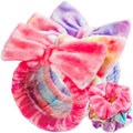 LEOBRO Spa Headband, 6pcs Makeup Headbands and Hair Scrunchies, Bow Skin Care Headband for Washing Face for Teen Girls Women, Easter Basket Valentines Gifts for Girls, Black & White & Gray