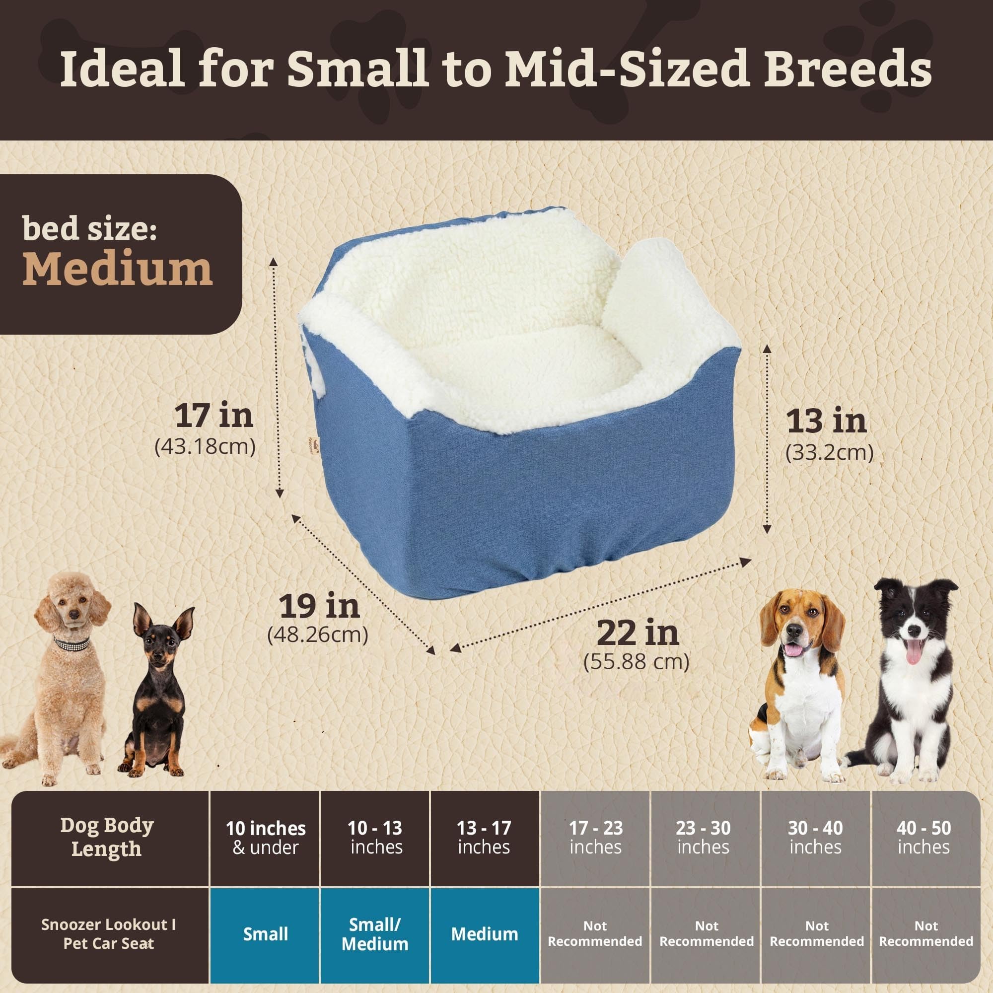 SNOOZER PET Products Lookout 1 Dog CAR SEAT, Birch Diamond, Small