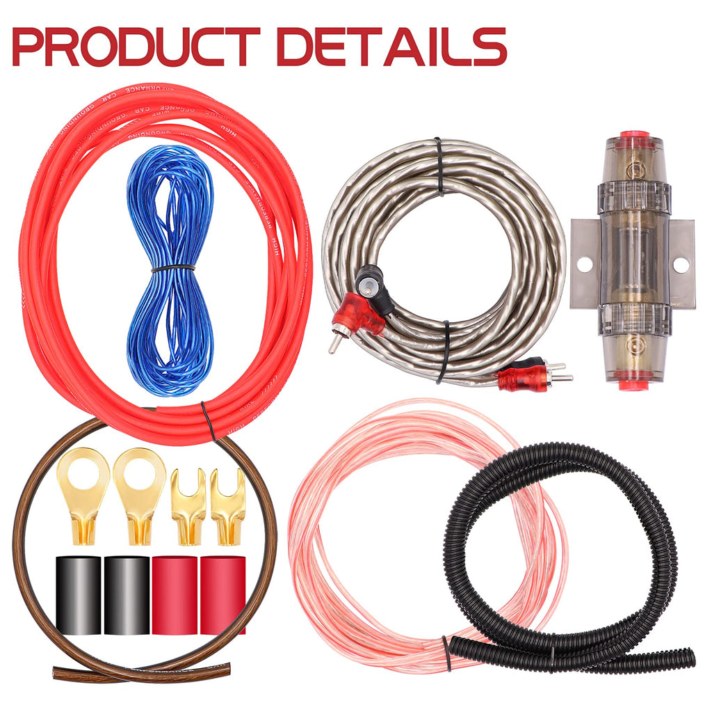 0 Gauge Amp Wiring Kit,3000 Watt Amplifier Sub Installation Kit Make Connections and Brings Power to Your Radio,Subwoofers and Speakers