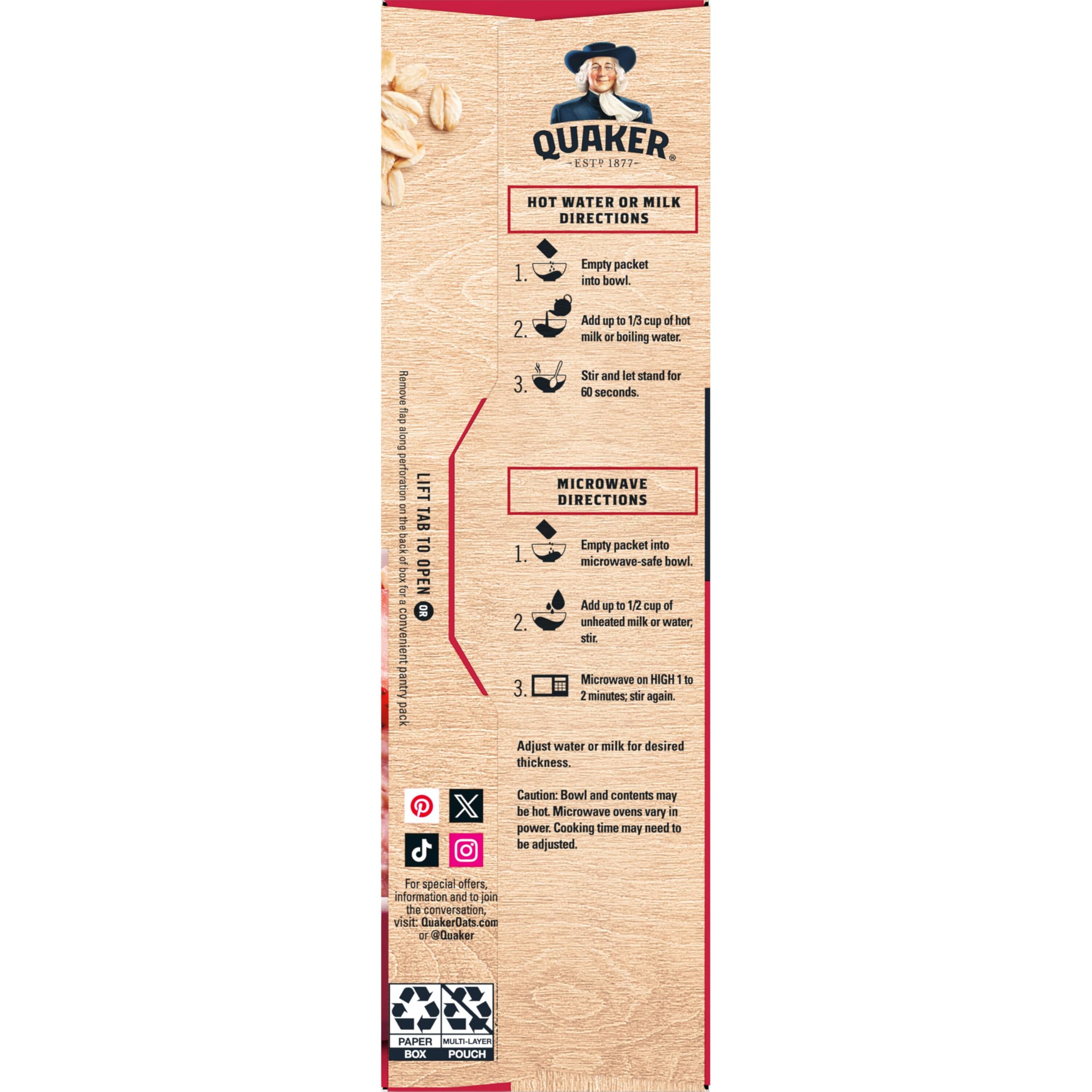 Quaker Immunity Instant Oatmeal, 3 Flavor Variety Pack, Good Source of Vitamins C, D, & Zinc, Whole Grains, No Artificial Flavors, No Colors from Artificial Sources, 1.41 oz Packets, (32 Pack)