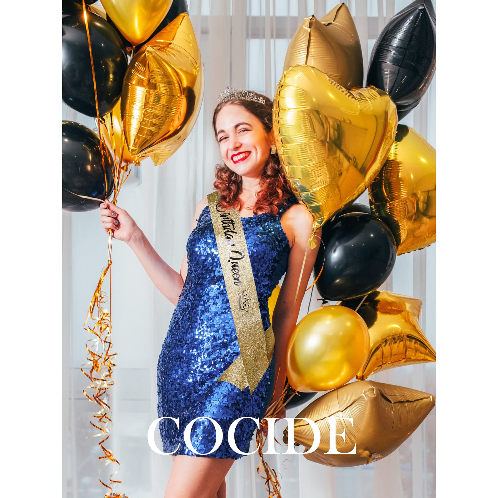 COCIDE Birthday Silver Tiara and Crowns Kit - Silver Tiara, Crown, Sash, Rhinestone Headband, Glitter Sash for Women & Girls Birthday Party Decorations