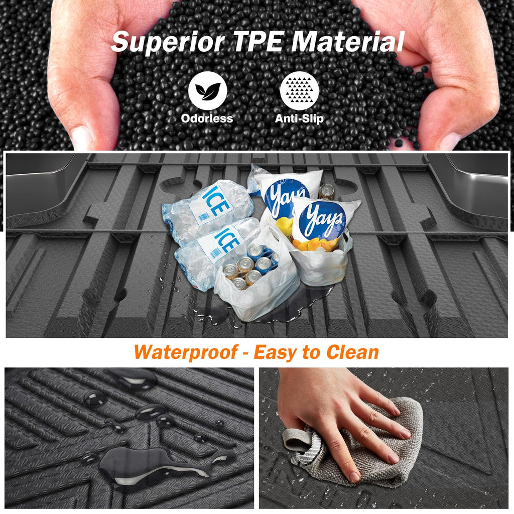 KUST Floor Mats & Trunk Cargo Mat for Toyota RAV4 2019-2025, All Weather Rear Trunk Cargo Liner for RAV4 Accessories TPE Rubber Raised Edge 4PCS