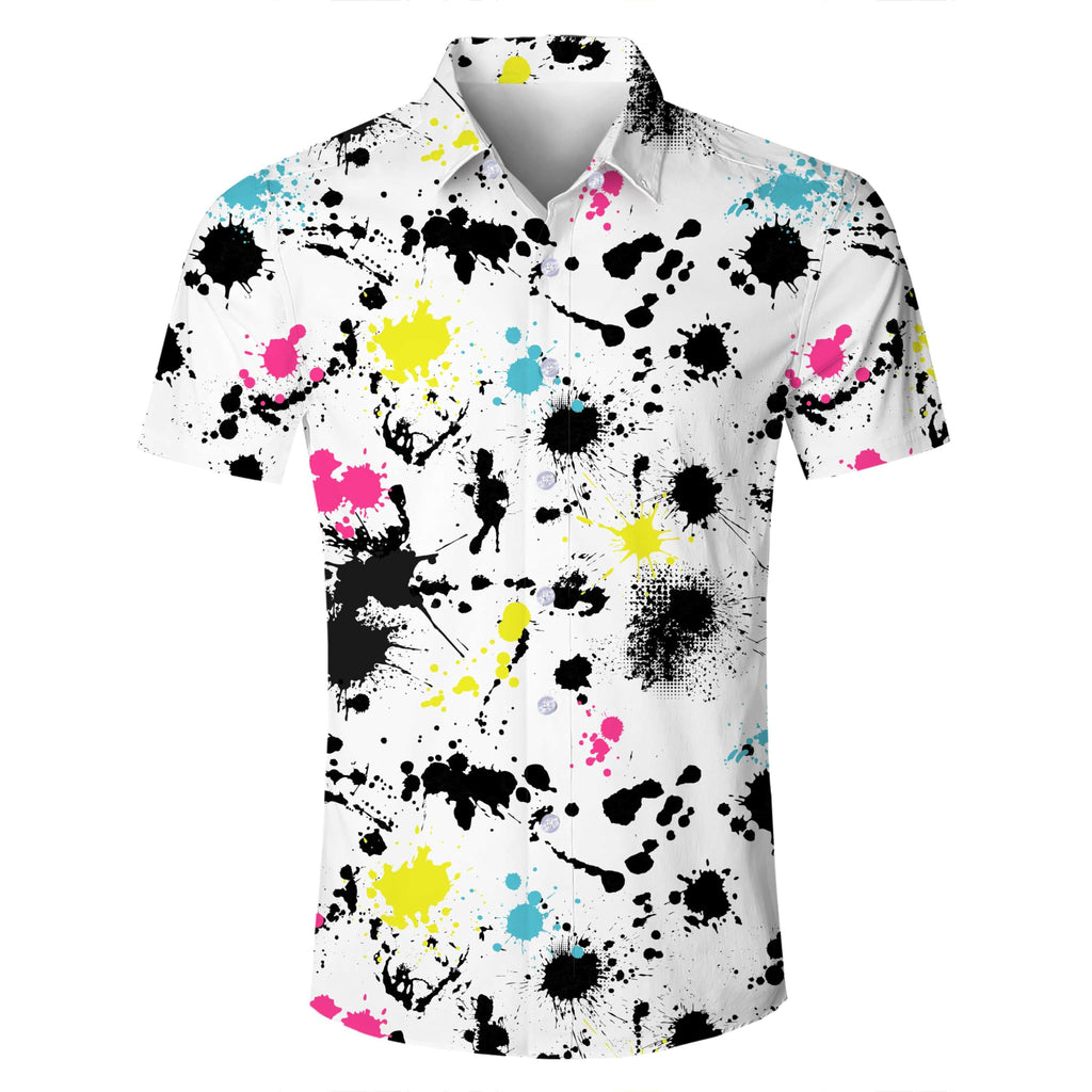 Fanient Mens Hawaiian Shirt Summer 3D Print Casual Short Sleeve Button Down Graphic Aloha Dress Shirts