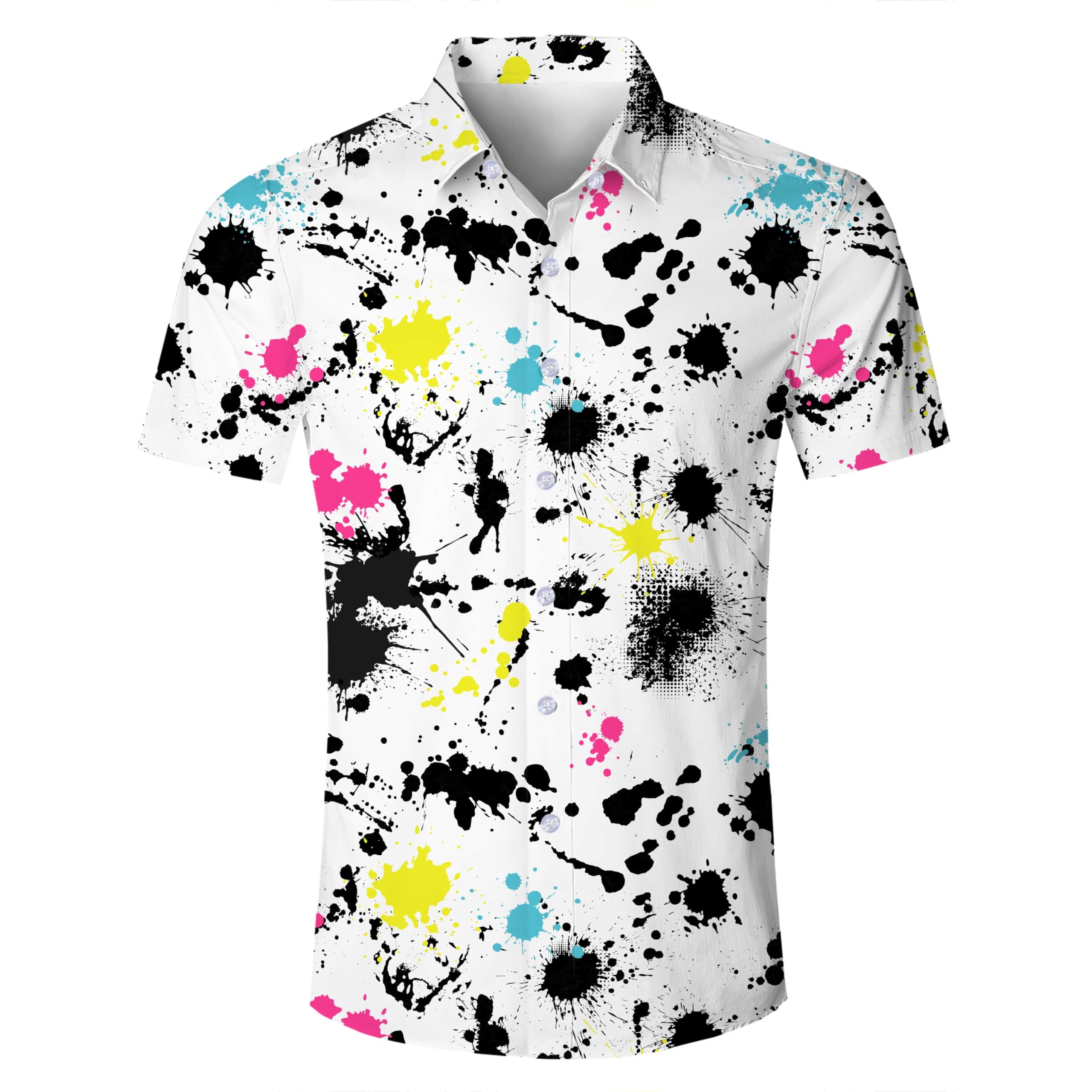 Fanient Mens Hawaiian Shirt Summer 3D Print Casual Short Sleeve Button Down Graphic Aloha Dress Shirts