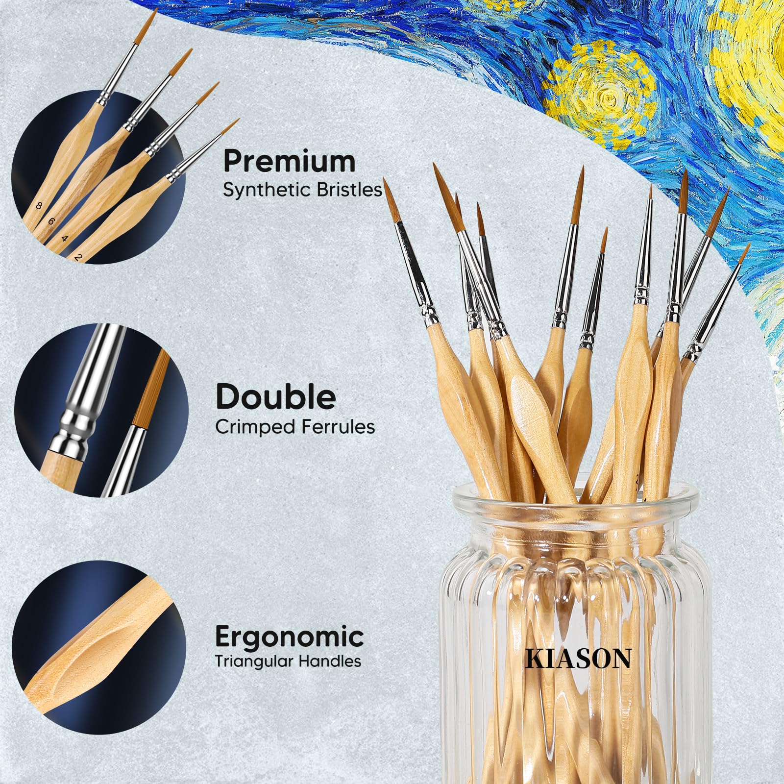 5PC Miniature Paint Brush for Fine Detailing, Detail Paint Brushes, Small Painting Brushes for Art, Crafts, Acrylic, Watercolor, Model, Face, Paint by Number, Figurine(Black)