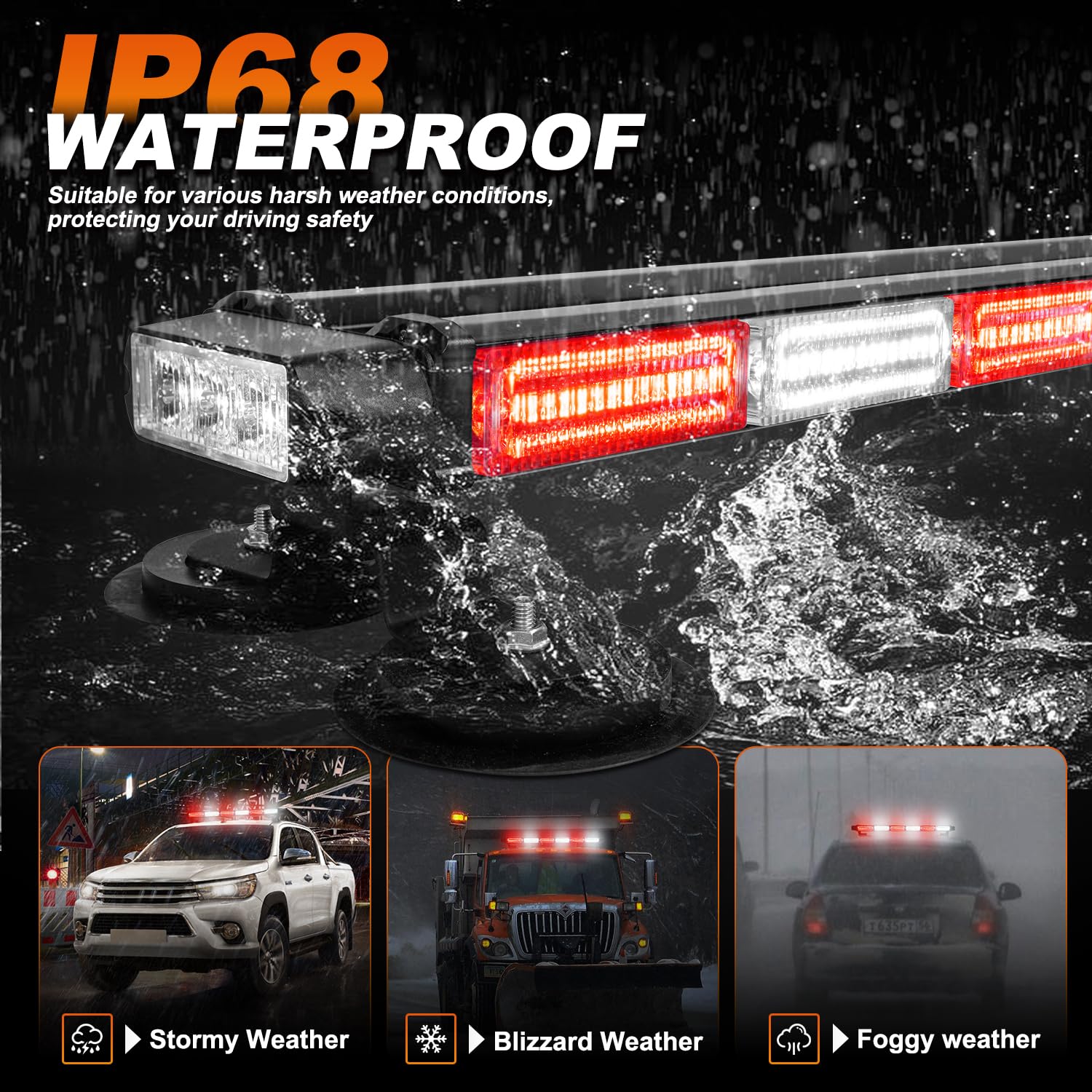 ASPL 26inch 126 LED Rooftop Emergency Strobe Lights Bar Double Side Flashing Safety Warning Traffic Advisor Light Bar Hazard Snow Plow Light for Work Trucks Vehicles Construction Tow Pickup(Amber)