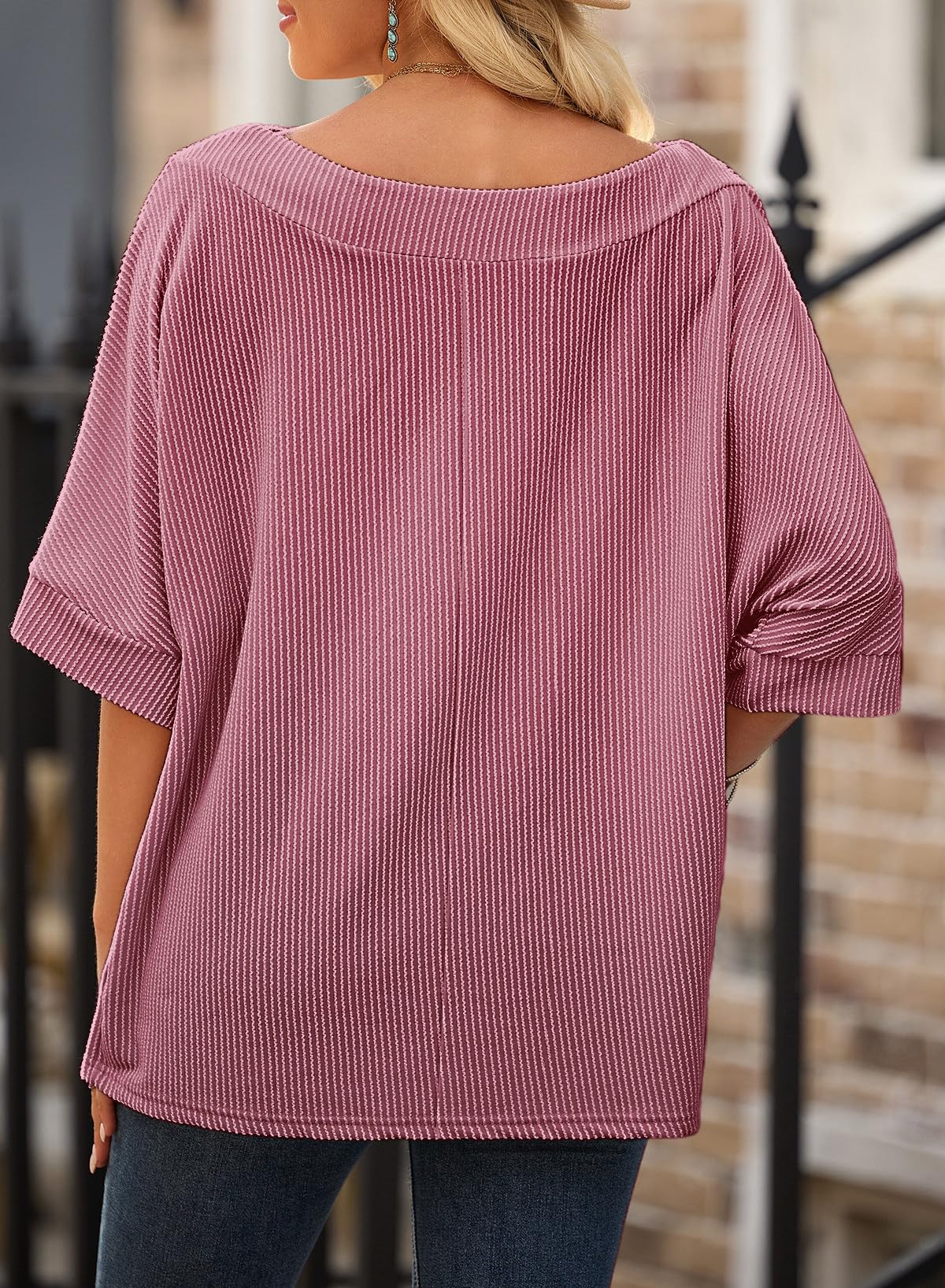 EVALESS Sexy Off The Shoulder Tops for Women 3/4 Length Sleeve Womens Tops Spring Summer 2026 Boat Neck One Shoulder Shirts