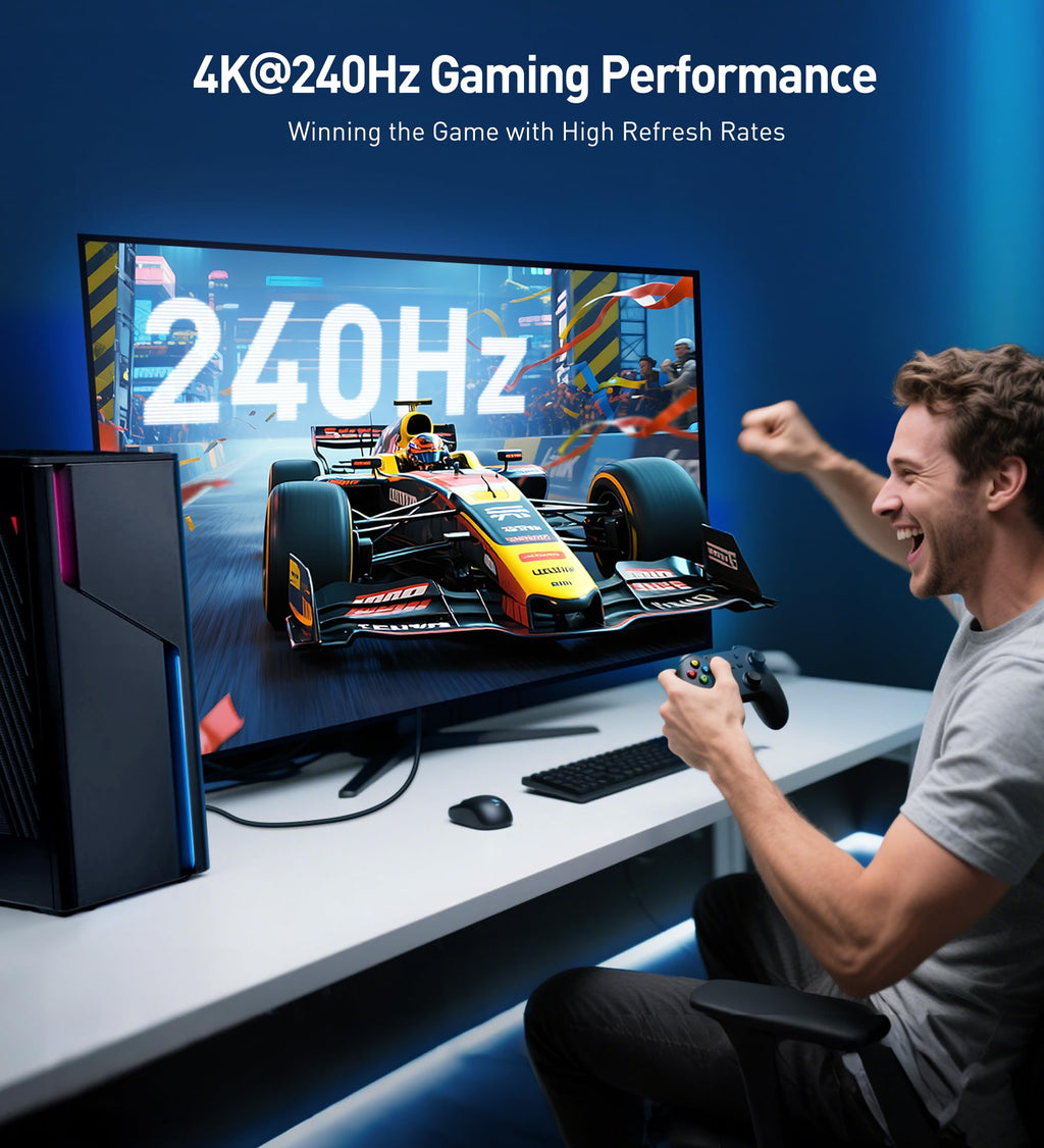 Cable Matters [VESA Certified] 40Gbps DisplayPort 2.1 Cable 1m/3.3ft, DP40 Cable 8K 120Hz, 4K 240Hz in Black with FreeSync, G-SYNC and HDR for Gaming Monitor, PC, RTX 4080/4090, RX 7900