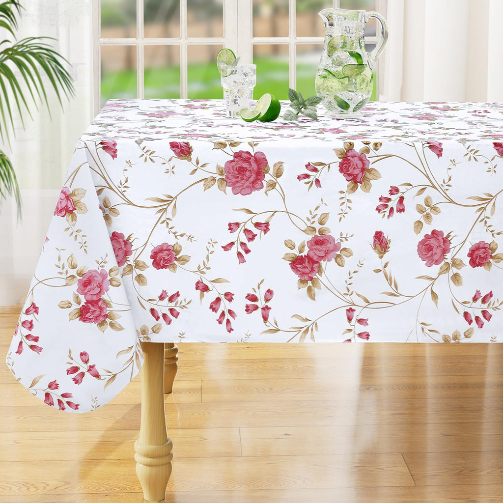 misaya Square Waterproof Vinyl Table Cloth, Wipeable Tablecloth with Flannel Backing, Plastic Table Cover for Dinner, Picnic, Indoor and Outdoor (Blue Leaves, 54" x 54")