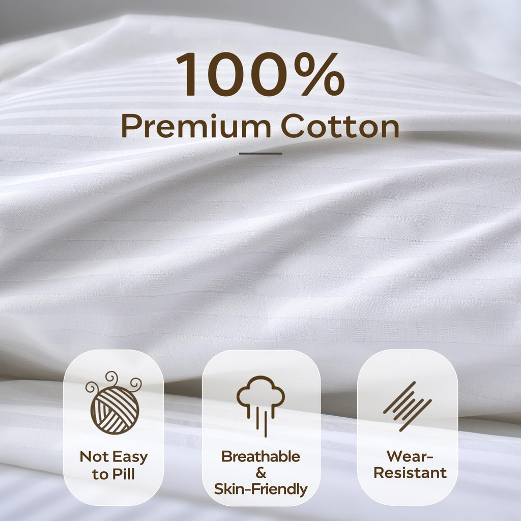 JELLYMONI Cotton Striped Pillowcases Set of 2, Sage Green, Standard | Soft breathable feel, Envelope closure, 400TC cotton, Machine washable, Gentle on skin
