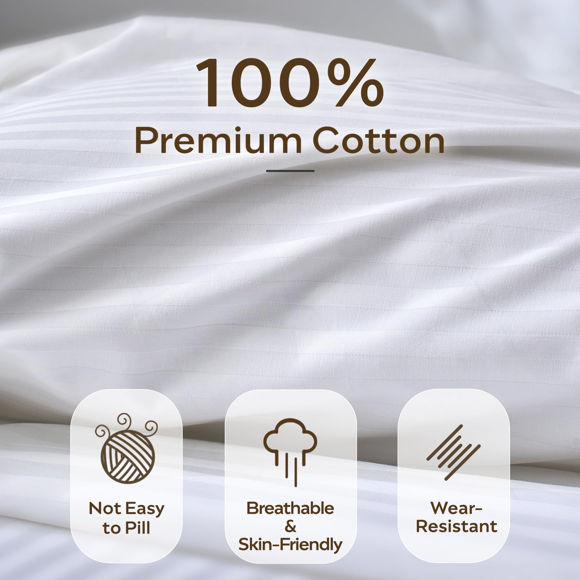 JELLYMONI Cotton Striped Pillowcases Set of 2, Sage Green, Standard | Soft breathable feel, Envelope closure, 400TC cotton, Machine washable, Gentle on skin
