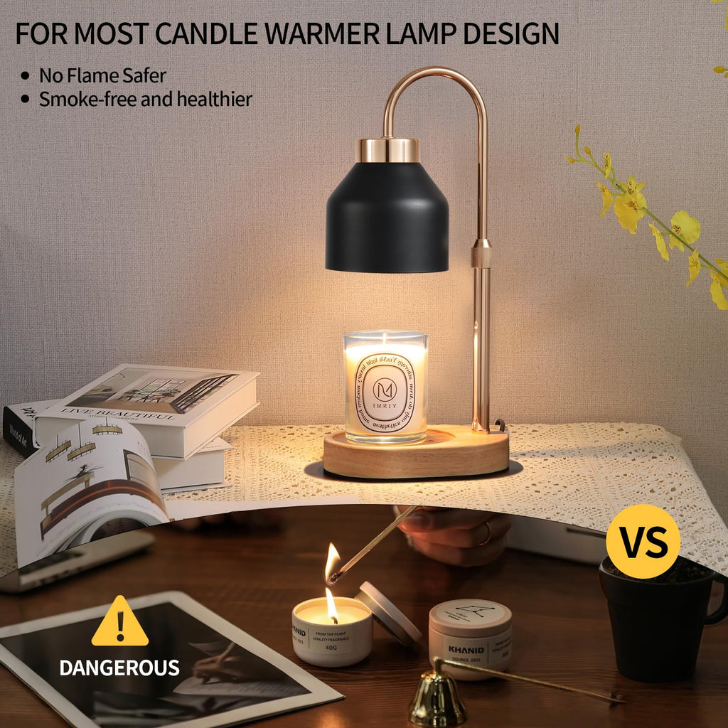 MEIXISUE Candle Warmer Lamp with Timer and Dimmer,Electric Amber Light Gifts for Women Melt Wax Warmer Lamp with 2 Bulbs for Candle Jars House Warming New Home Decor