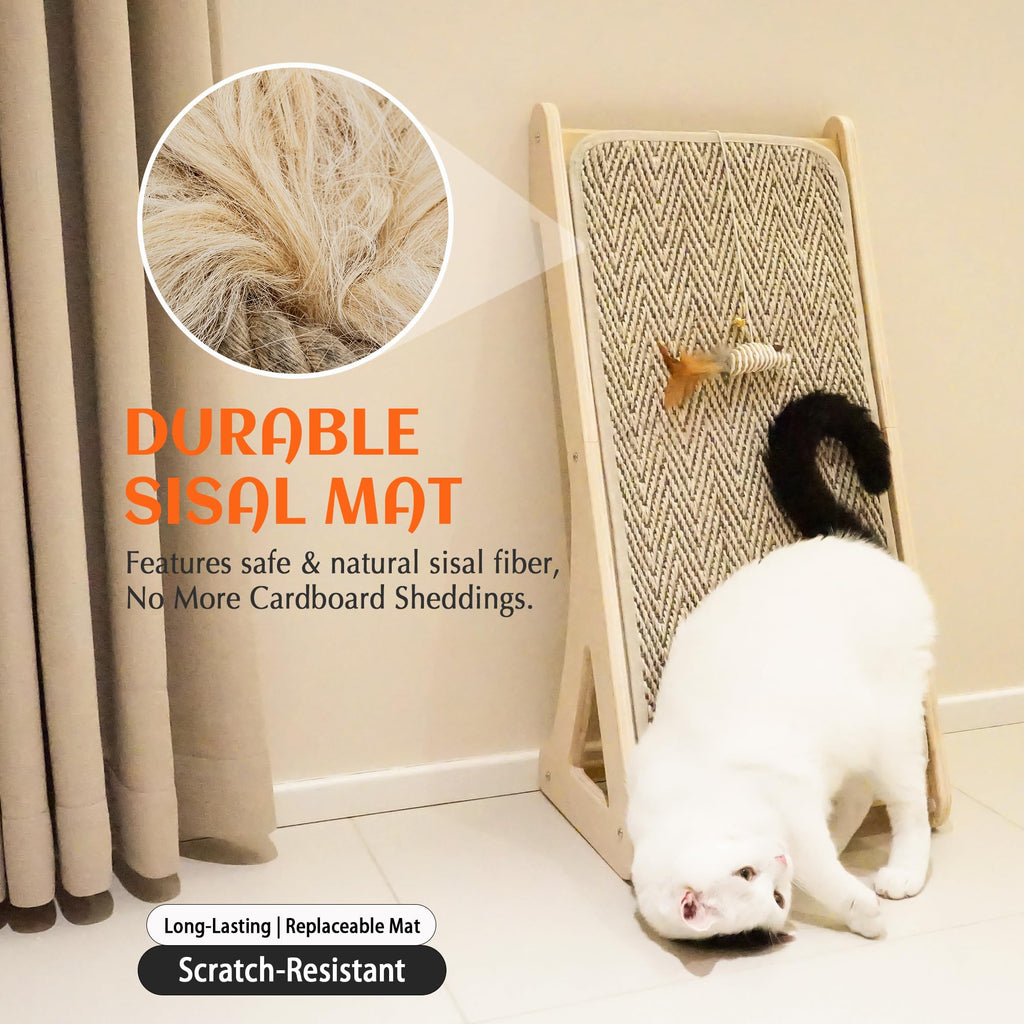 PETKARAY Couch Corner Cat Scratcher, 28.5" Sisal Scratching Post for Cats | Corner Wall Scratch Pad for Furniture Protection, Large Vertical Cat Scratching Post with Plush Base