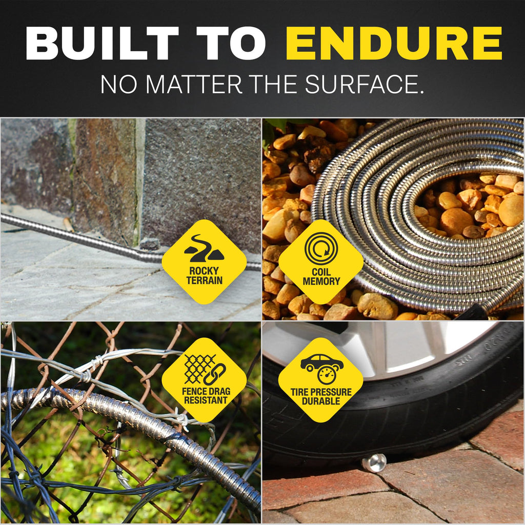 BIONIC STEEL 3Ft Short Garden Hose, 3 Ft x 5/8 In. Connector Hose for Reel, Leak Proof Connection, Heavy Duty, Non Kinking, Flexible, Hose Extension