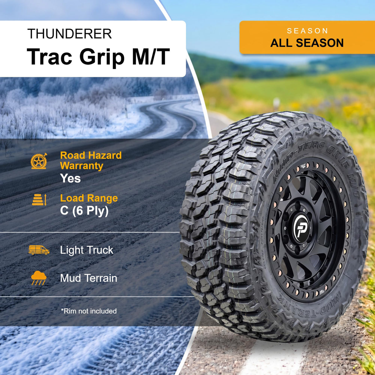Thunderer Trac Grip M/T R408 All- Season Radial Tire-285/75R16 126Q