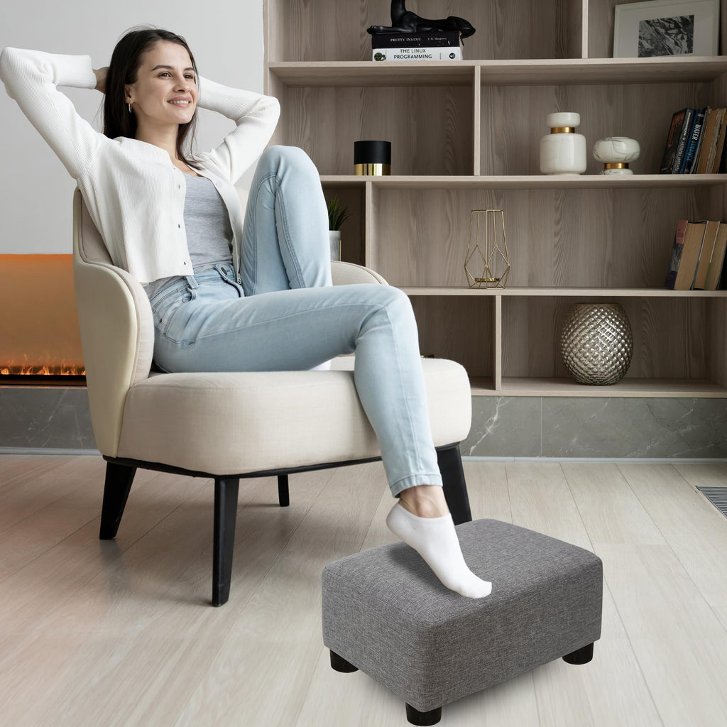 CAROLMADE Small Foot Stool Ottoman Footstool with Legs Under Desk Footrest for Living Room Bedroom and Office, Black