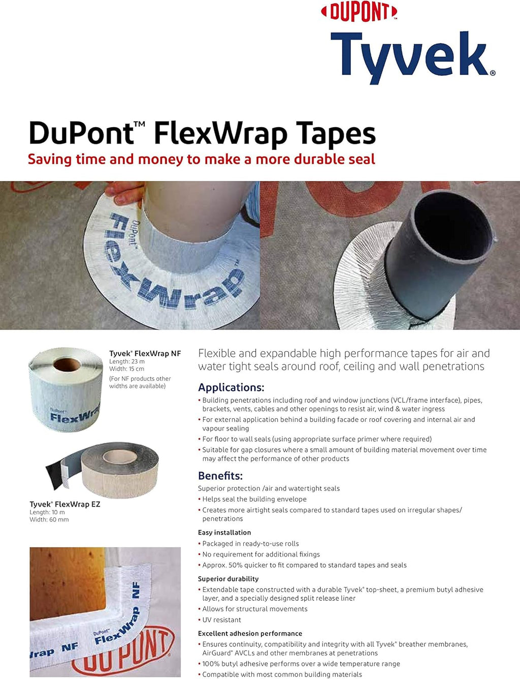 DuPont Tyvek FlexWrap NF - 6" x 75' - 1 Roll
