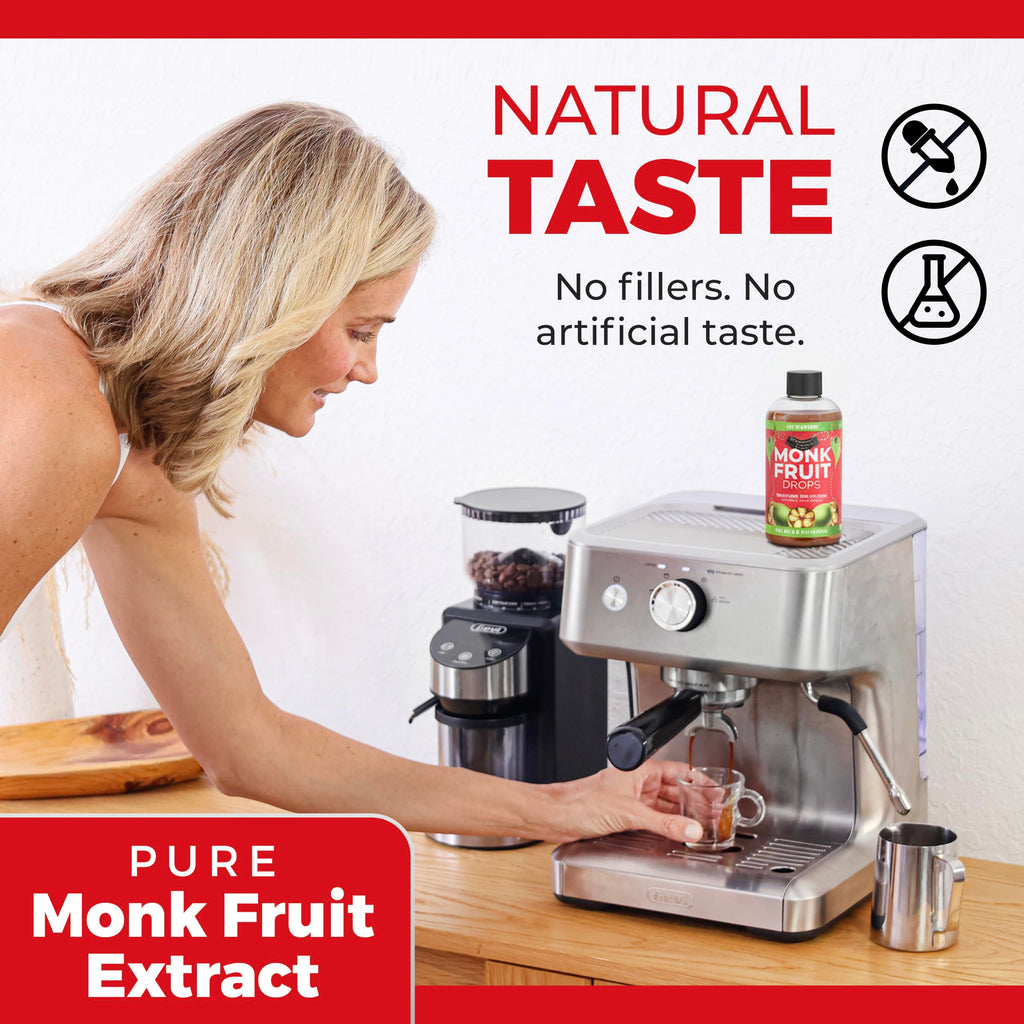 Monk Fruit Extract (6 Drops = 1 Tsp of Sugar) Zero Calories, Non-GMO, No Fillers - Liquid Monk Fruit Sweetener No Erythritol by Transparency Foods NEW FORMULA (1.7oz, 167 servings)