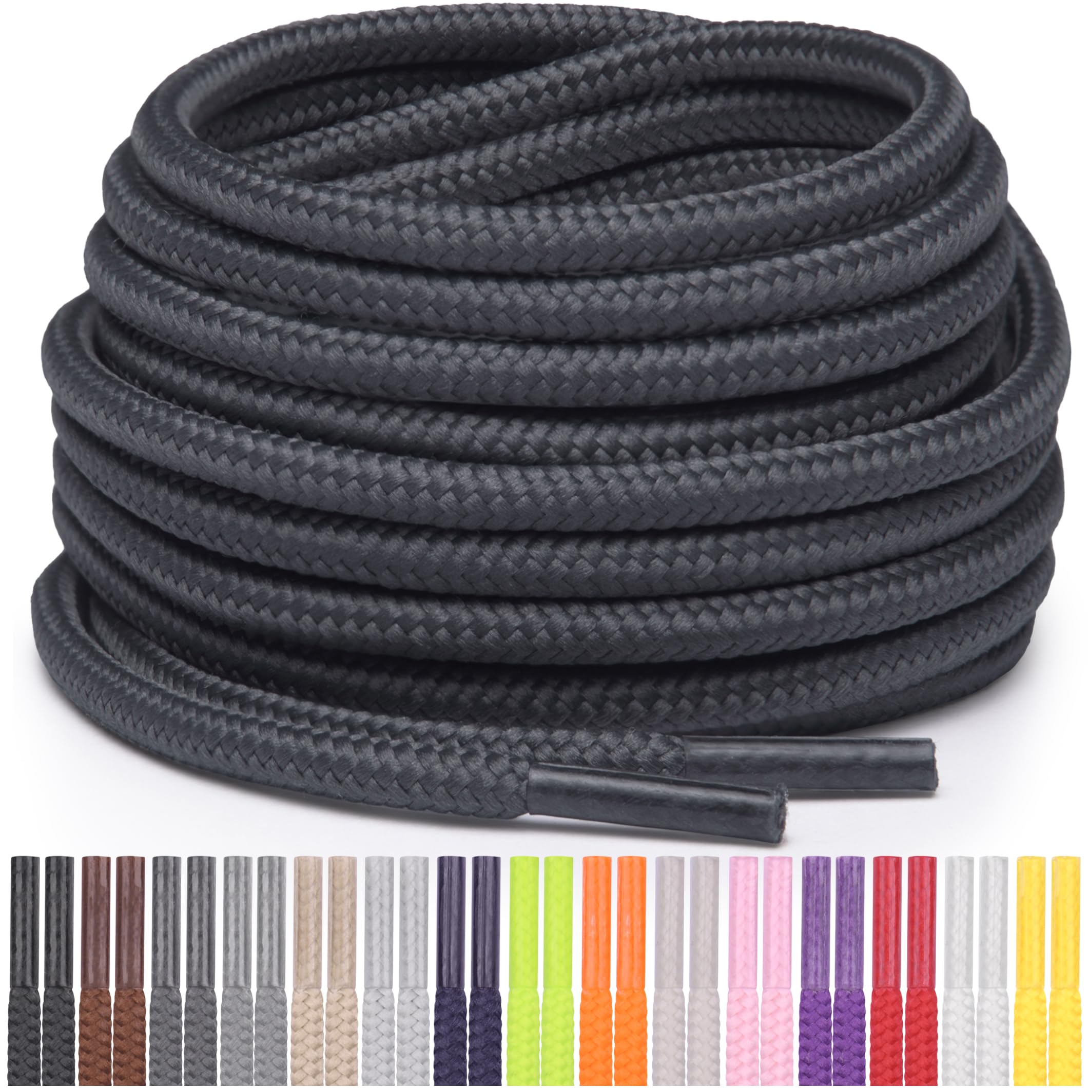 Miscly Round Shoelaces [1 Pair] 5/32″ Thick - For Shoes, Sneakers & Boots