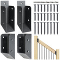 AECXM 201 Stainless Steel 2" x 4" (1 ½" x 3 ½" Actual) Deck Railing 27.5° Stair Connectors, for Deck Railing Stair Handrail Connection Installation Deck Railing Bracket (4 Pair-Black)
