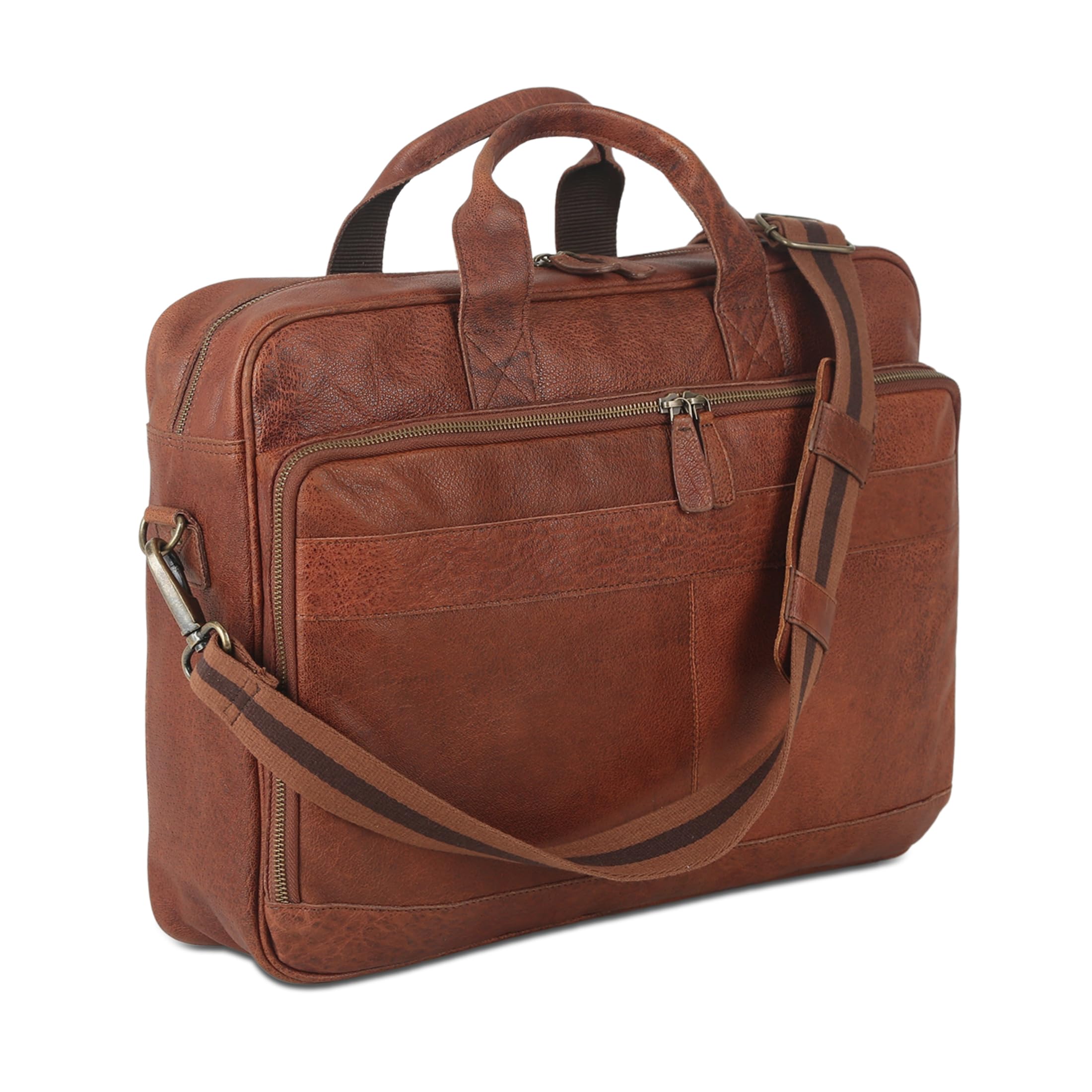 Leather briefcase 18 Inch Laptop Messenger Bags for Men and Women Best Office briefcase Satchel Bag (Black)